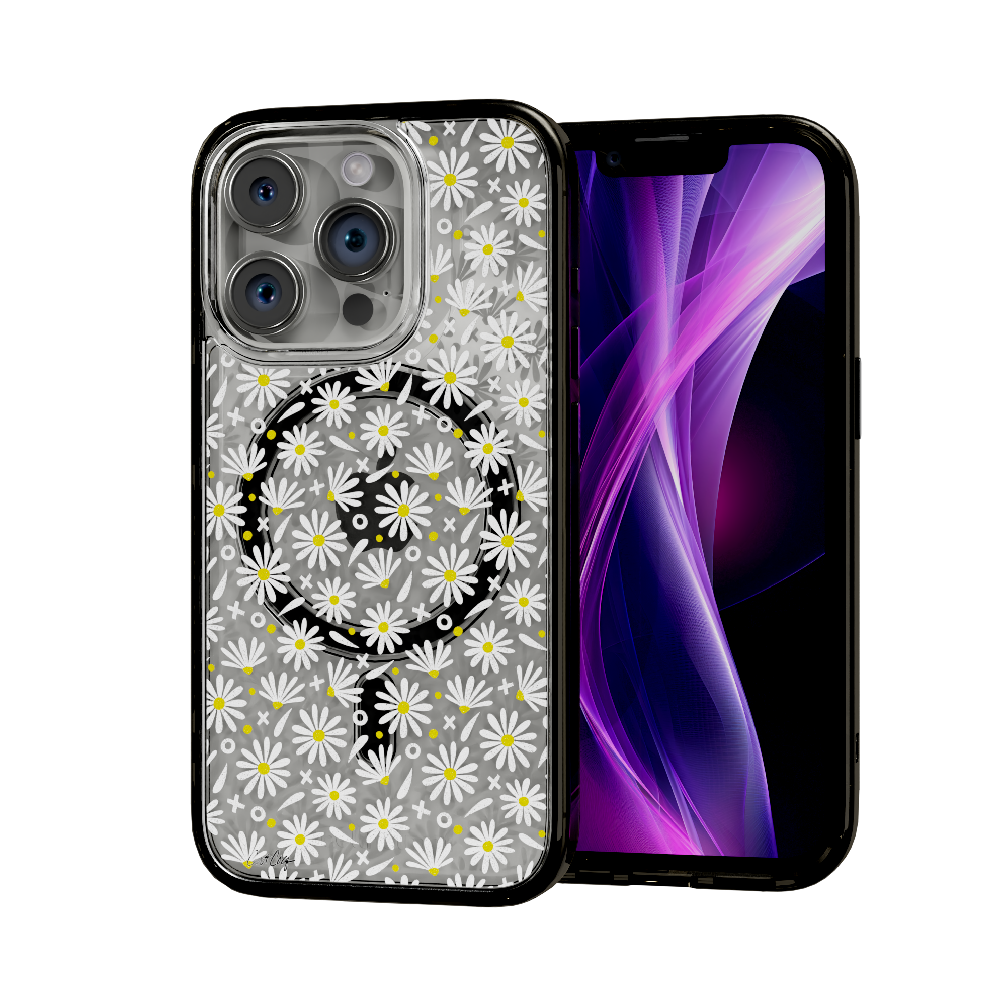 White Daisies by CatCoq | iPhone 15 Series |  MagSafe® Case iPhone 15 Pro / Onyx Black