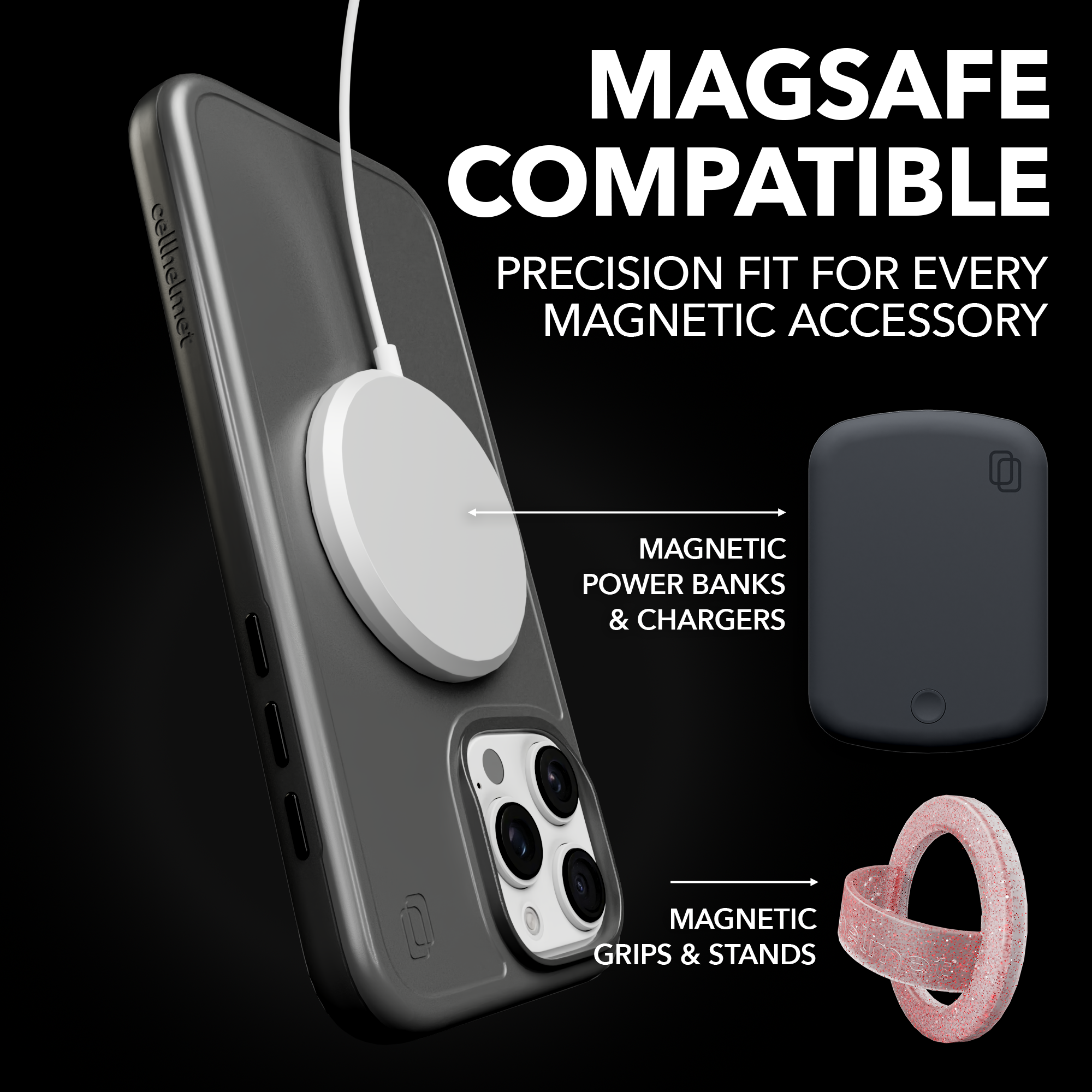 Shock-Absorbent MagSafe® Case for Apple iPhone 16 | Onyx Black | Fortitude Series