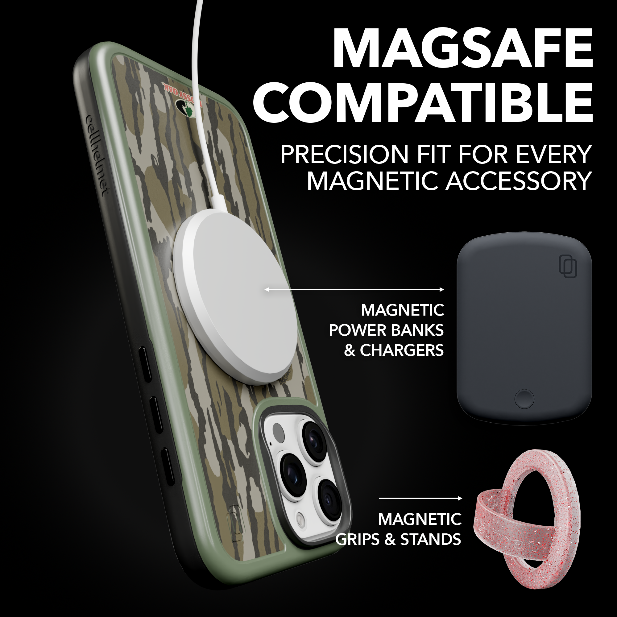 Shock-Absorbent MagSafe® Case for Apple iPhone 16 | Mossy Oak | Bottom Lands | Fortitude Series