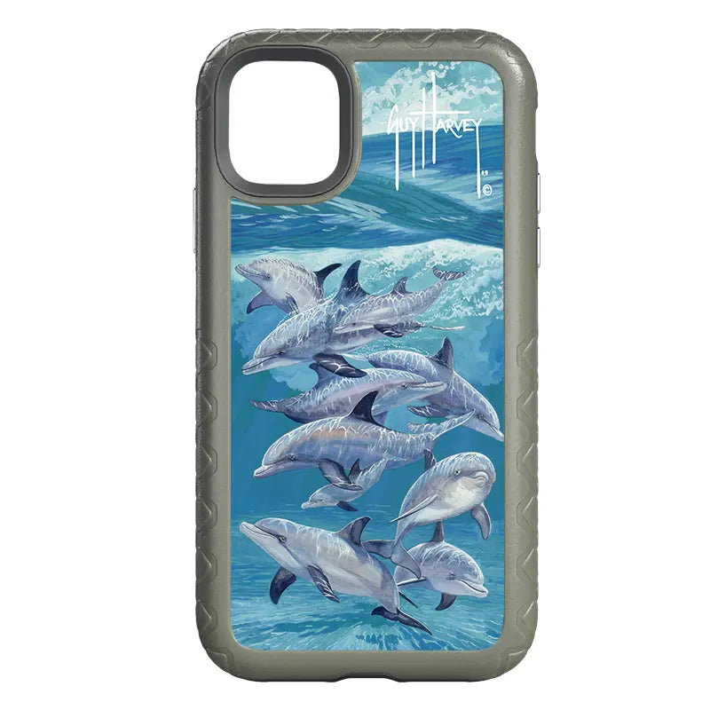 Guy Harvey Fortitude Series for Apple iPhone 11 - Bottlenose Dolphins - Custom Case - OliveDrabGreen - cellhelmet