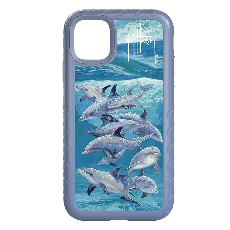 Guy Harvey Fortitude Series for Apple iPhone 11 - Bottlenose Dolphins - Custom Case - SlateBlue - cellhelmet