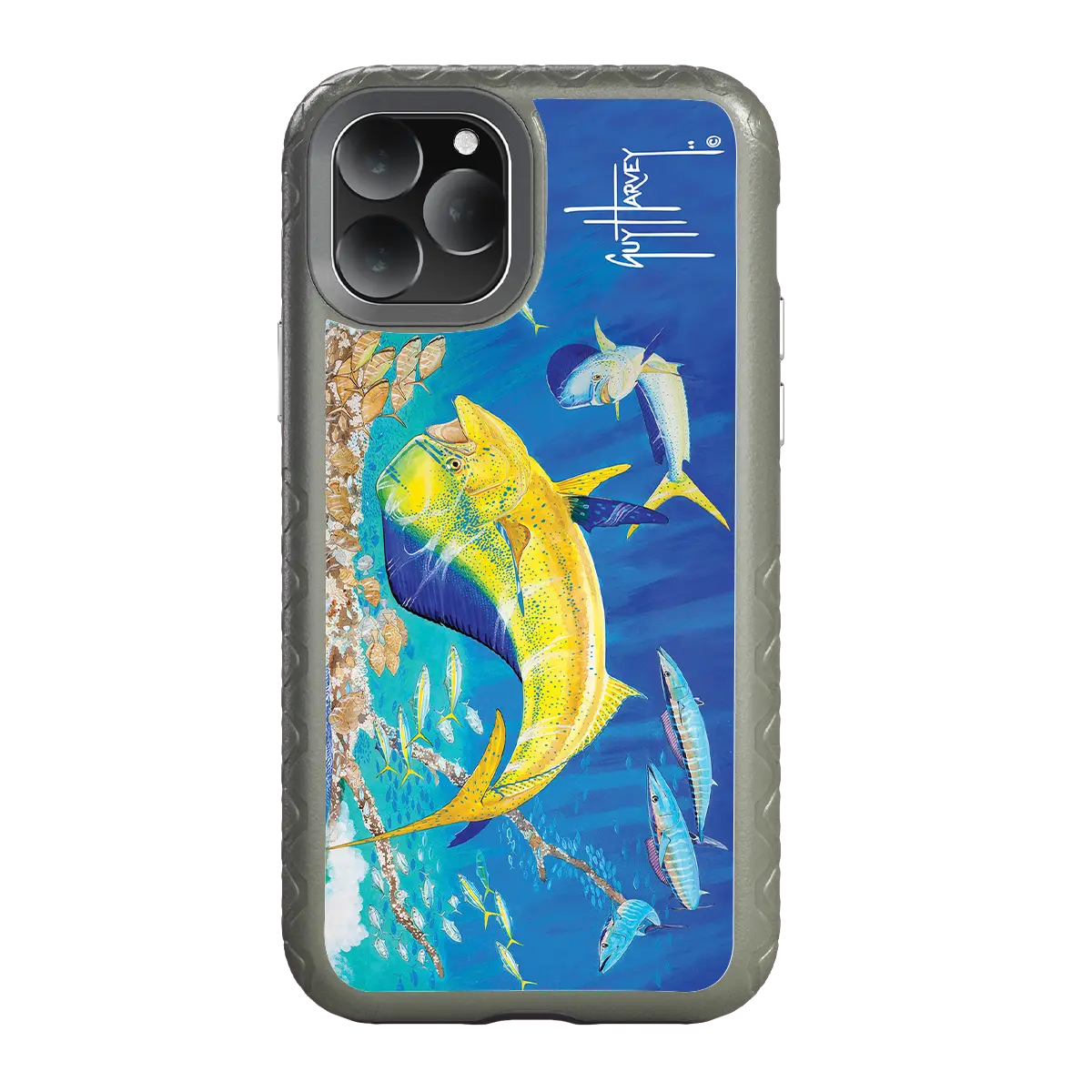 Guy Harvey Fortitude Series for Apple iPhone 11 Pro - Dolphin Oasis - Custom Case - OliveDrabGreen - cellhelmet