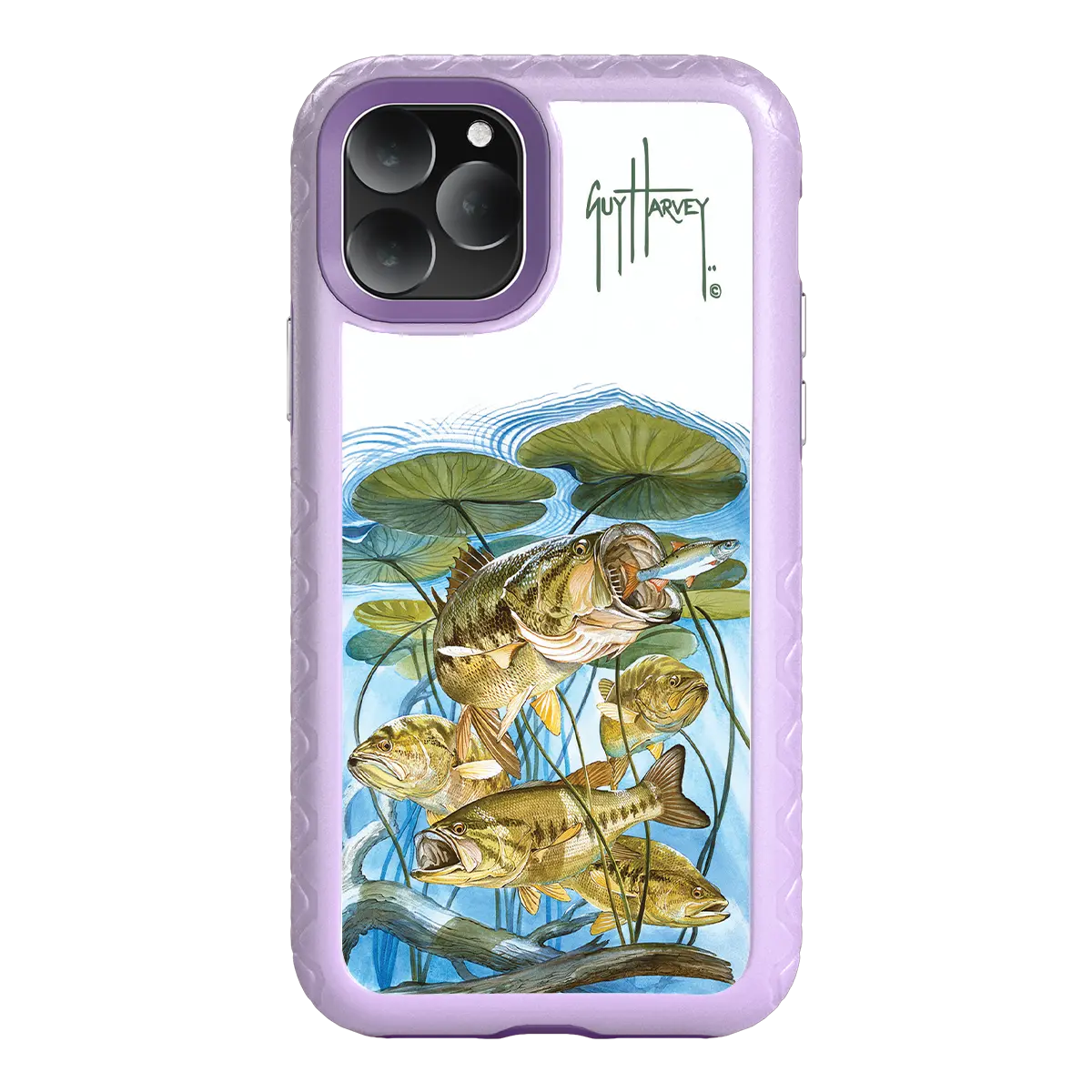 Guy Harvey Fortitude Series for Apple iPhone 11 Pro - Five Largemouth Under Lilypads - Custom Case - LilacBlossom - cellhelmet