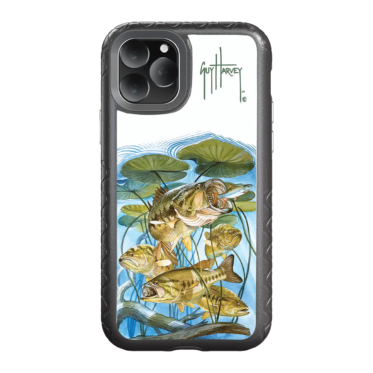 Guy Harvey Fortitude Series for Apple iPhone 11 Pro - Five Largemouth Under Lilypads - Custom Case - OnyxBlack - cellhelmet