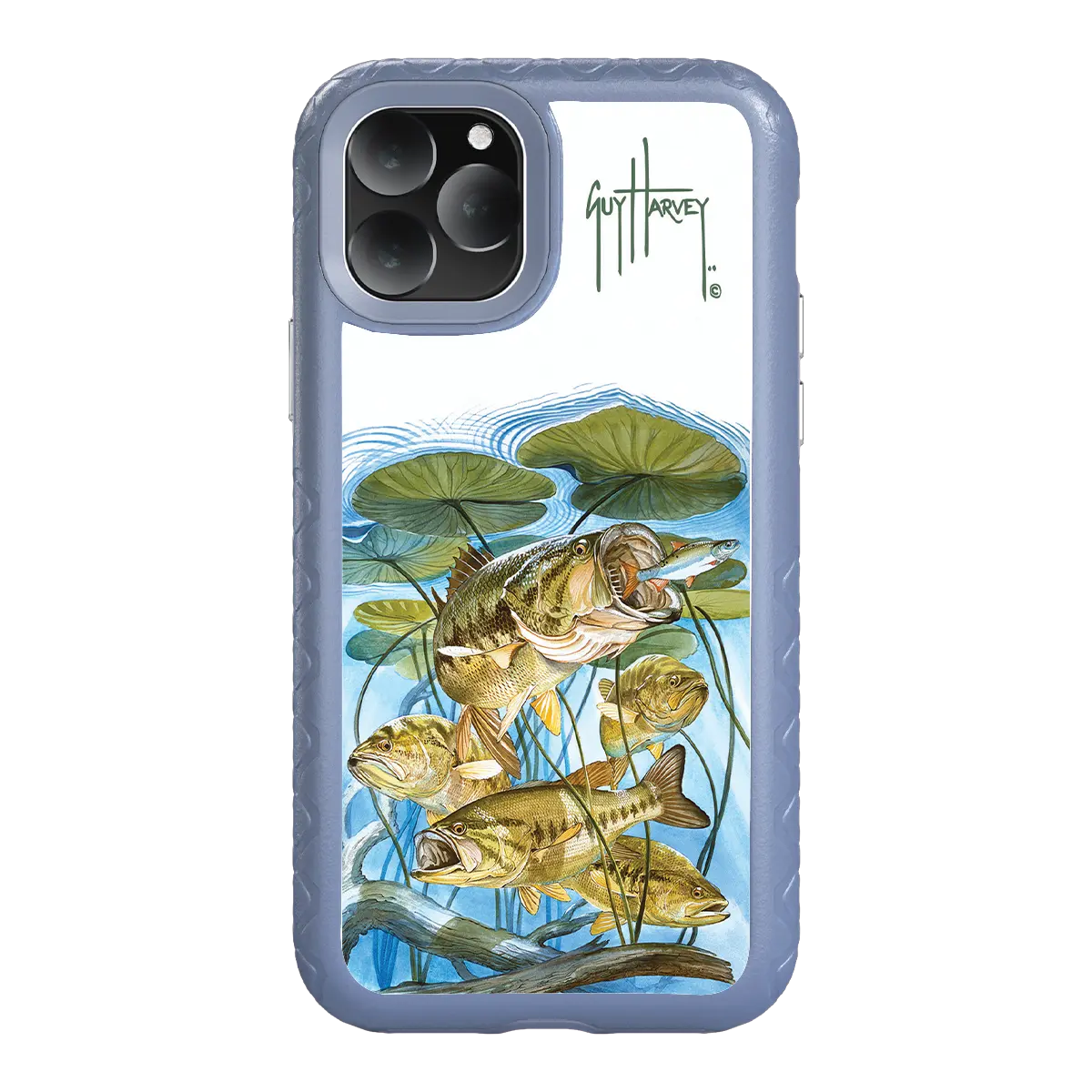 Guy Harvey Fortitude Series for Apple iPhone 11 Pro - Five Largemouth Under Lilypads - Custom Case - SlateBlue - cellhelmet