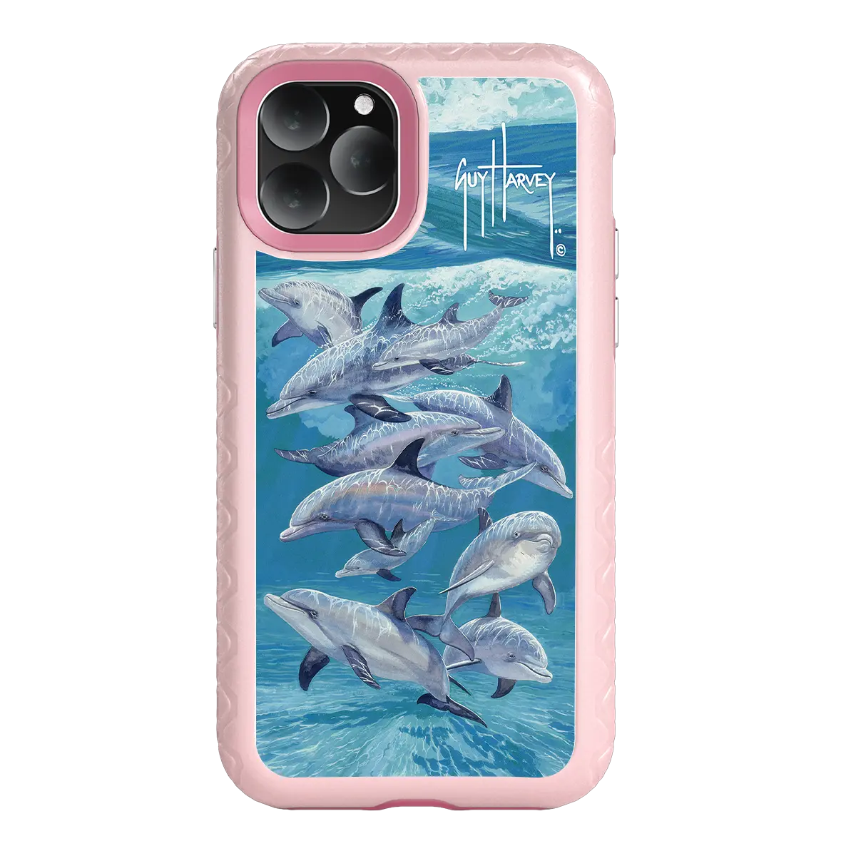 Guy Harvey Fortitude Series for Apple iPhone 11 Pro Max - Bottlenose Dolphins - Custom Case - PinkMagnolia - cellhelmet