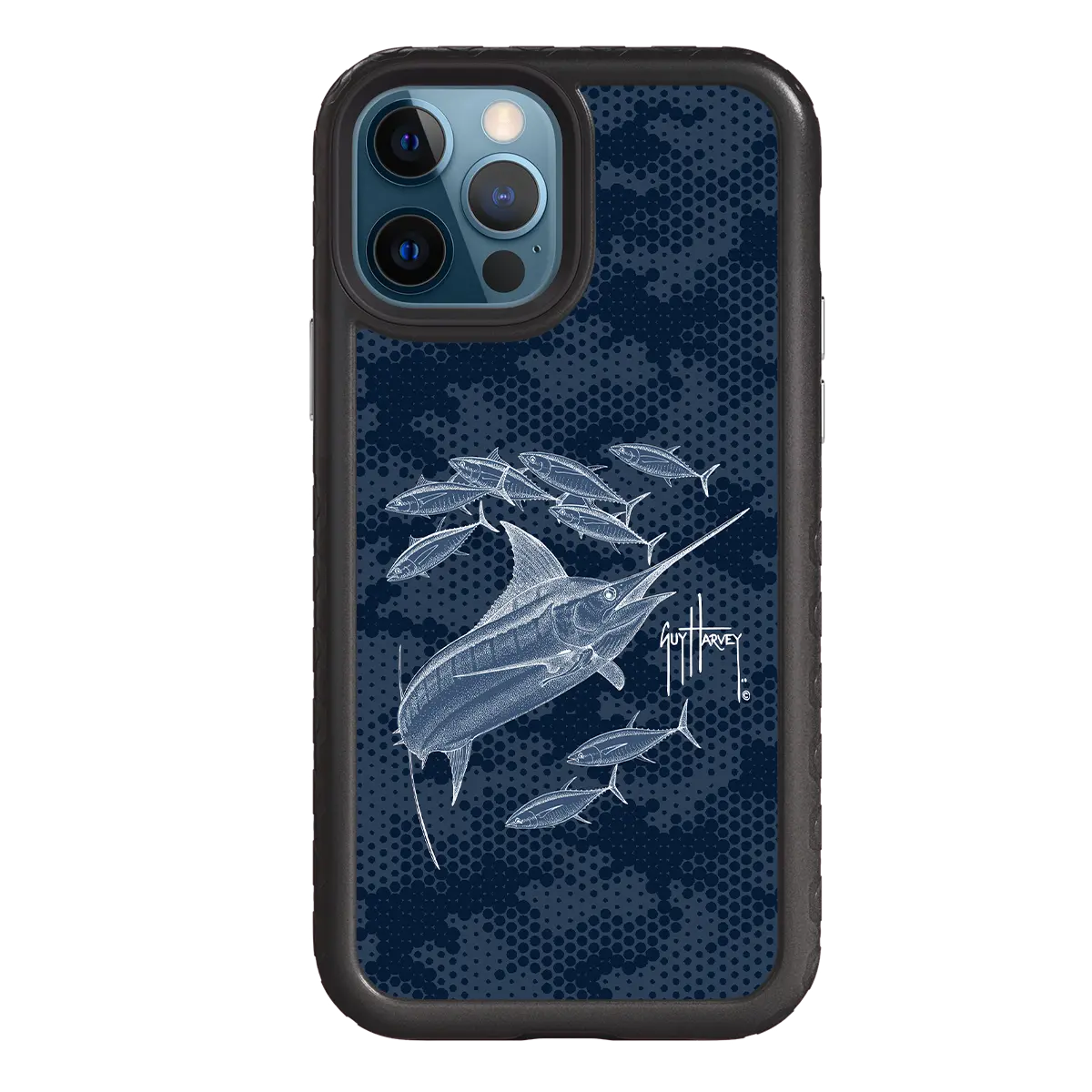 Guy Harvey Fortitude Series for Apple iPhone 12 / 12 Pro - Blue Camo - Custom Case - OnyxBlack - cellhelmet