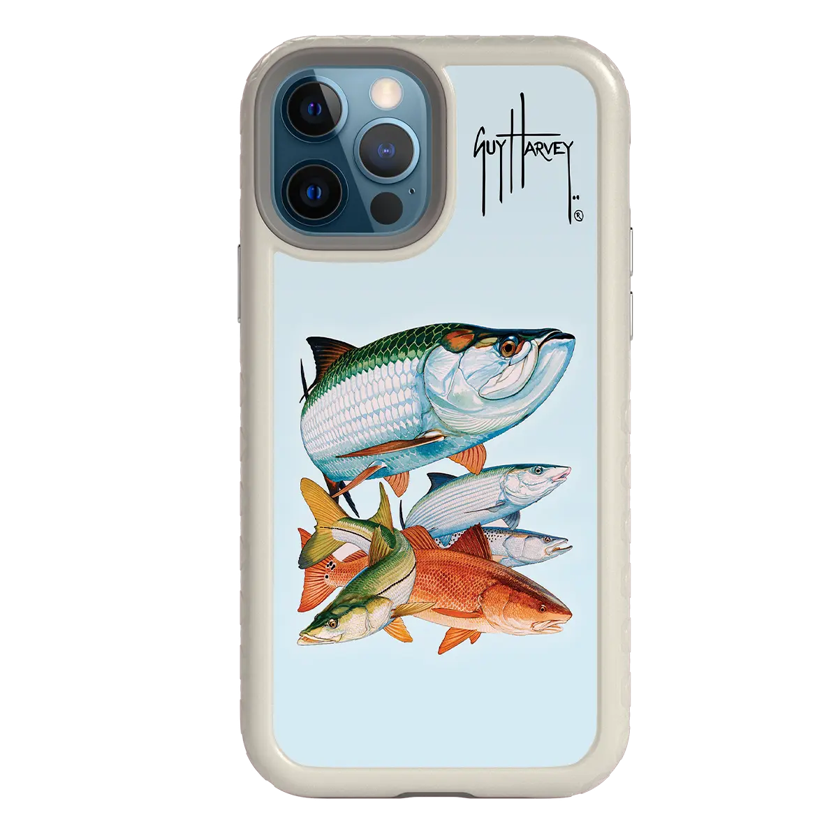 Guy Harvey Fortitude Series for Apple iPhone 12 / 12 Pro - Inshore Collage - Custom Case - Gray - cellhelmet