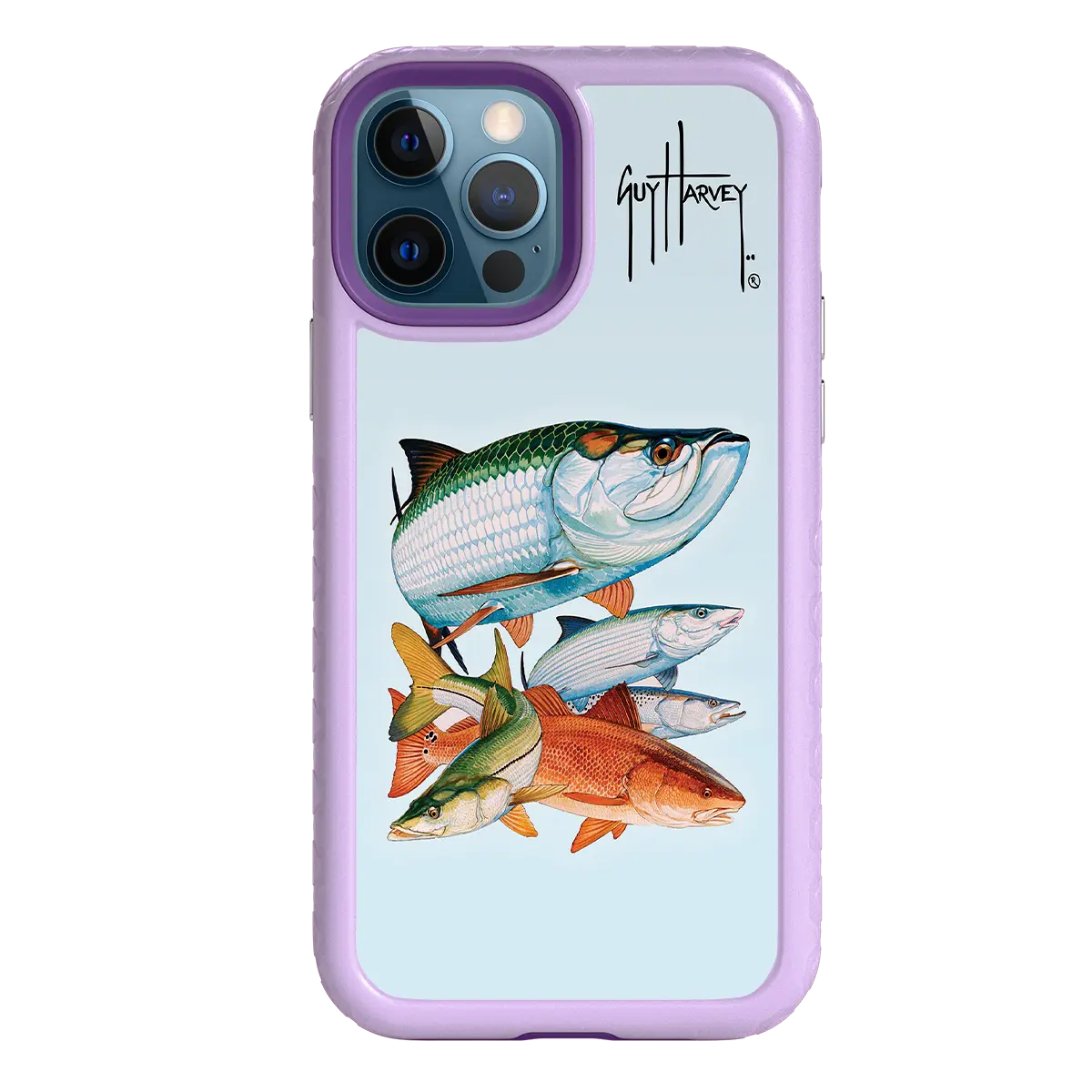 Guy Harvey Fortitude Series for Apple iPhone 12 / 12 Pro - Inshore Collage - Custom Case - LilacBlossom - cellhelmet