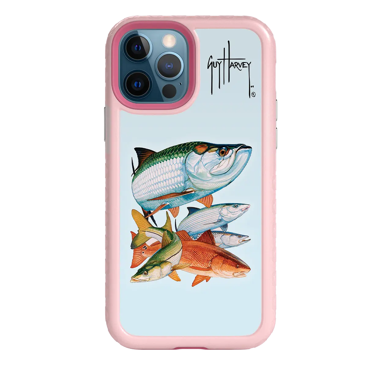 Guy Harvey Fortitude Series for Apple iPhone 12 / 12 Pro - Inshore Collage - Custom Case - PinkMagnolia - cellhelmet