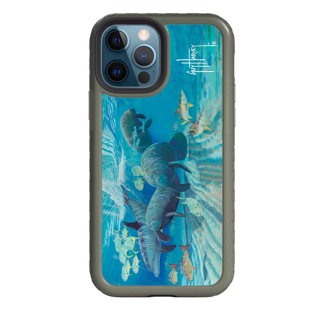 Guy Harvey Fortitude Series for Apple iPhone 12 / 12 Pro - Manatee Pass - Custom Case - OliveDrabGreen - cellhelmet