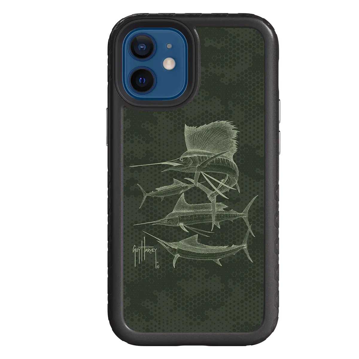 Guy Harvey Fortitude Series for Apple iPhone 12 Mini - Green Camo - Custom Case - OnyxBlack - cellhelmet