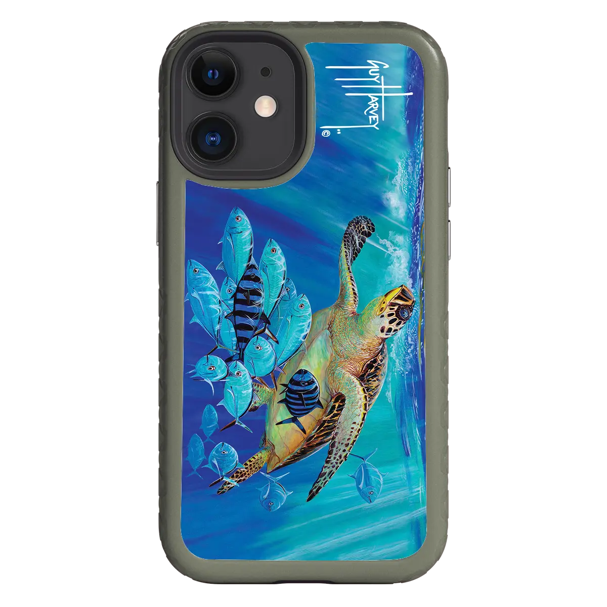 Guy Harvey Fortitude Series for Apple iPhone 12 Mini - Hawksbill Caravan - Custom Case - OliveDrabGreen - cellhelmet