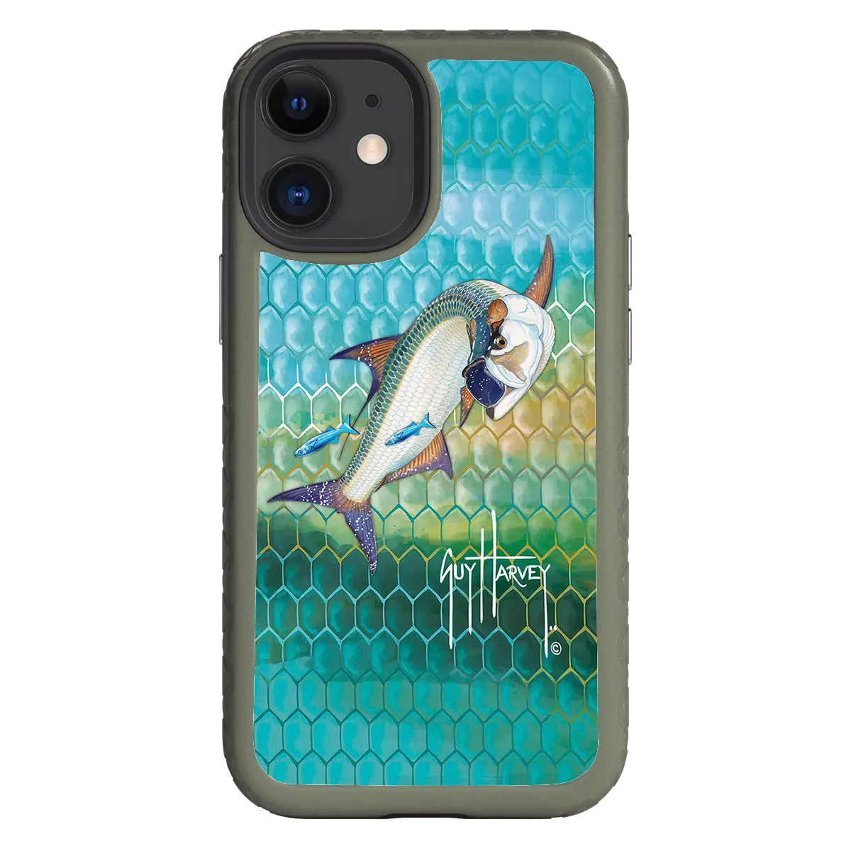 Guy Harvey Fortitude Series for Apple iPhone 12 Mini - Tarpon Skin - Custom Case - OliveDrabGreen - cellhelmet