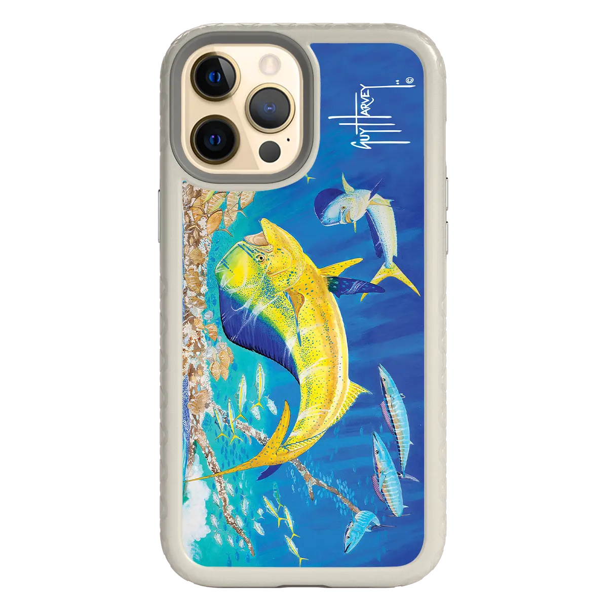 Guy Harvey Fortitude Series for Apple iPhone 12 Pro Max - Dolphin Oasis - Custom Case - Gray - cellhelmet