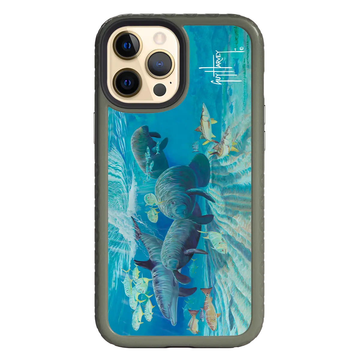 Guy Harvey Fortitude Series for Apple iPhone 12 Pro Max - Manatee Pass - Custom Case - OliveDrabGreen - cellhelmet