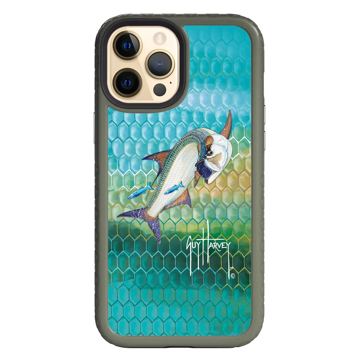 Guy Harvey Fortitude Series for Apple iPhone 12 Pro Max - Tarpon Skin - Custom Case - OliveDrabGreen - cellhelmet