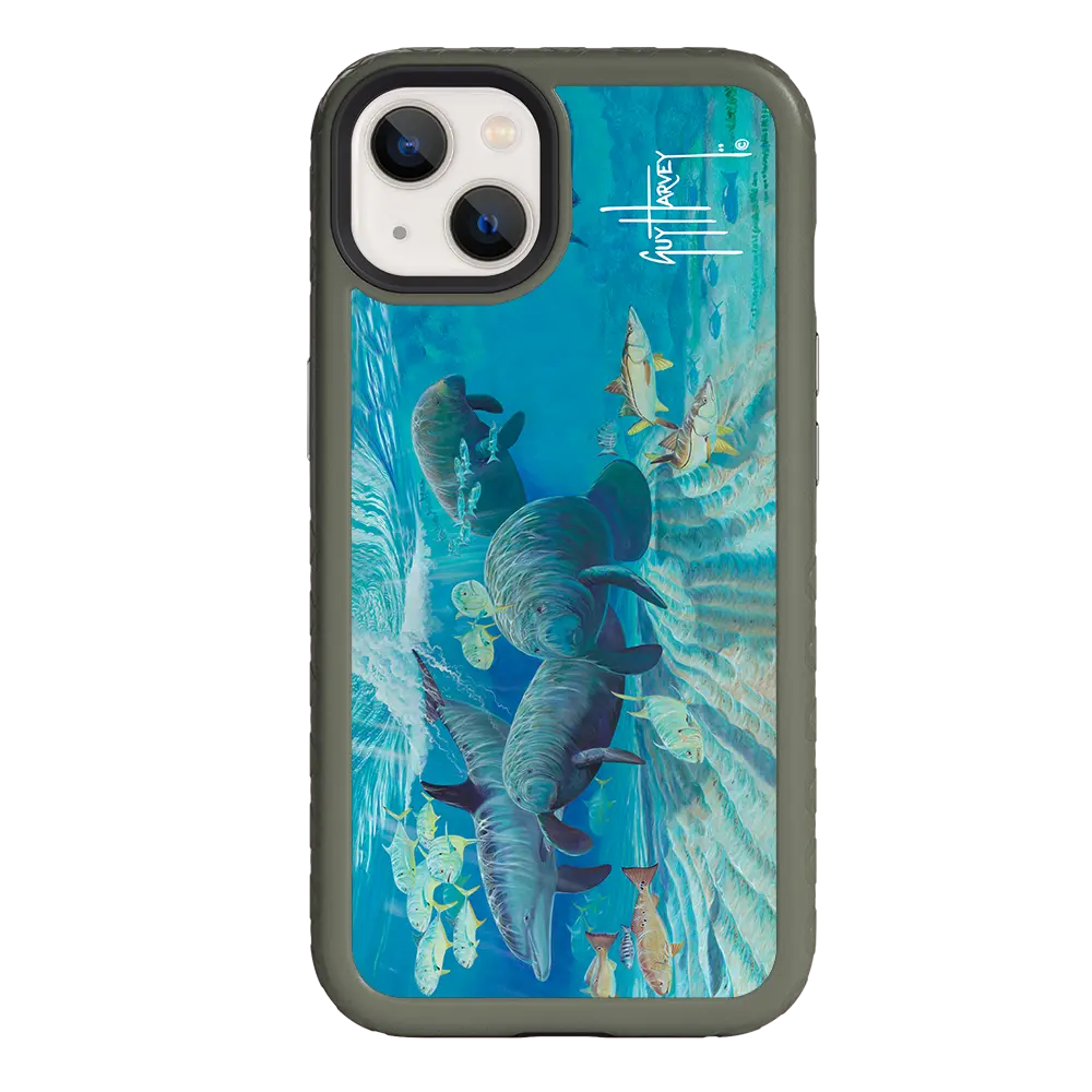 Guy Harvey Fortitude Series for Apple iPhone 13 - Manatee Pass - Custom Case - OliveDrabGreen - cellhelmet