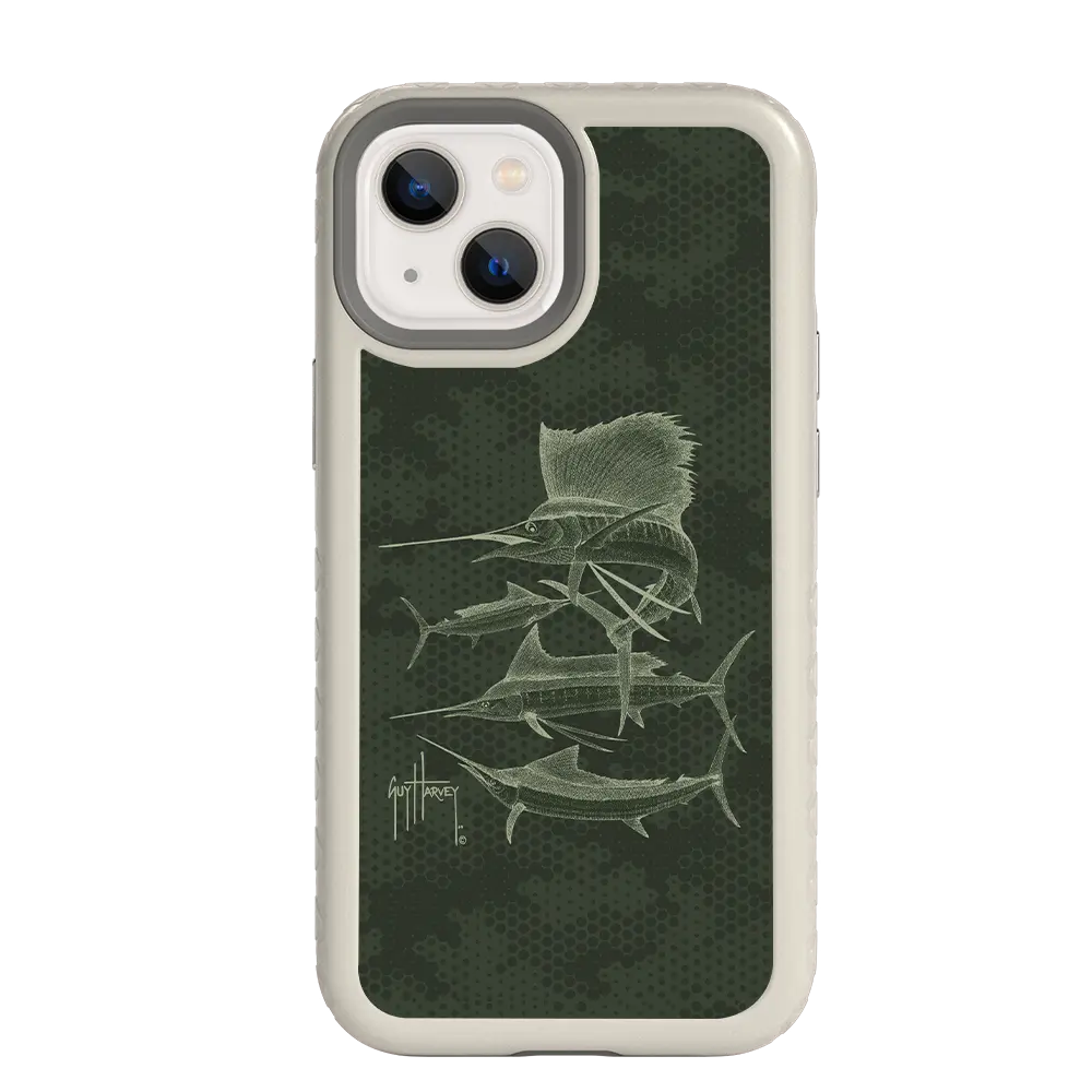 Guy Harvey Fortitude Series for Apple iPhone 13 Mini - Green Camo - Custom Case - Gray - cellhelmet