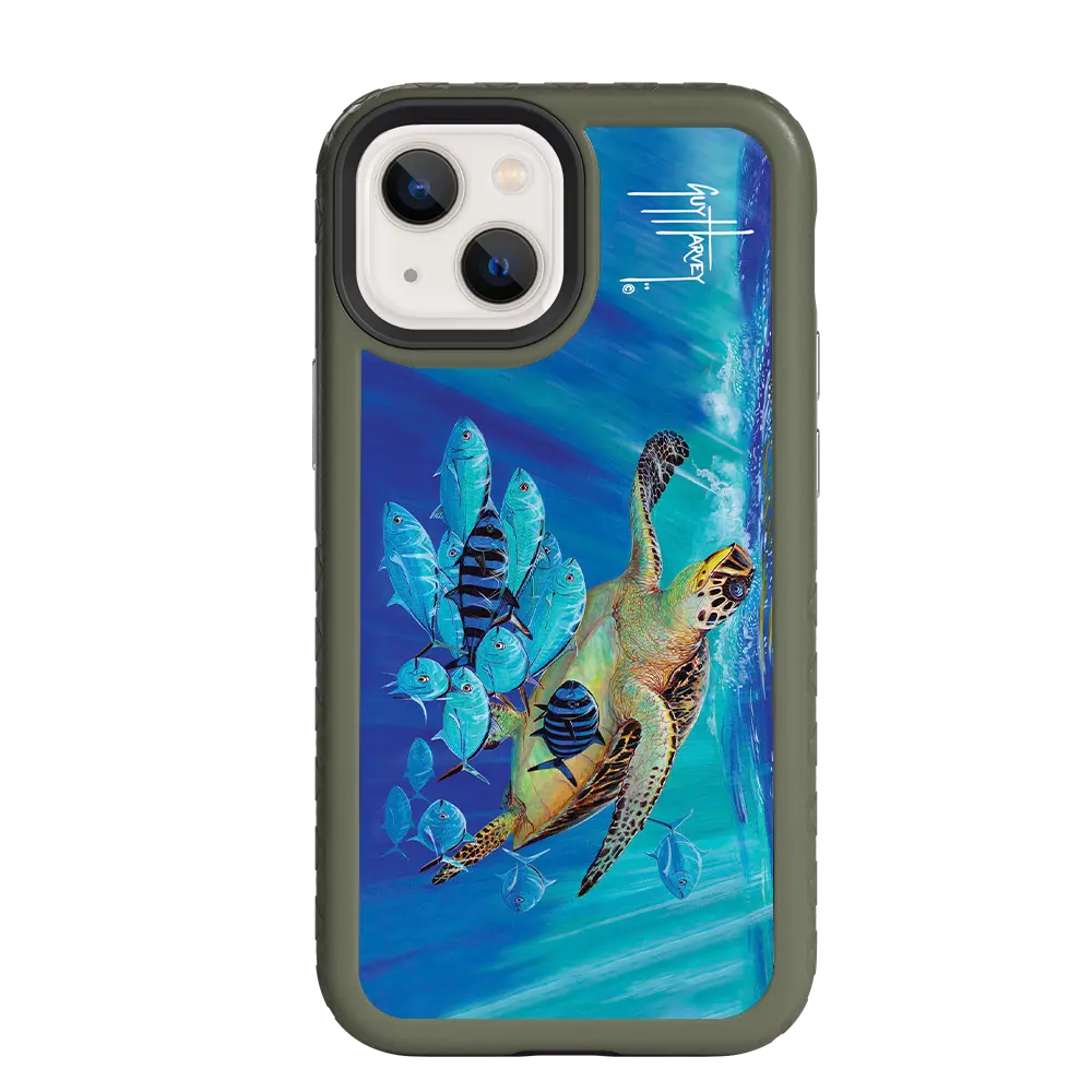 Guy Harvey Fortitude Series for Apple iPhone 13 Mini - Hawksbill Caravan - Custom Case - OliveDrabGreen - cellhelmet