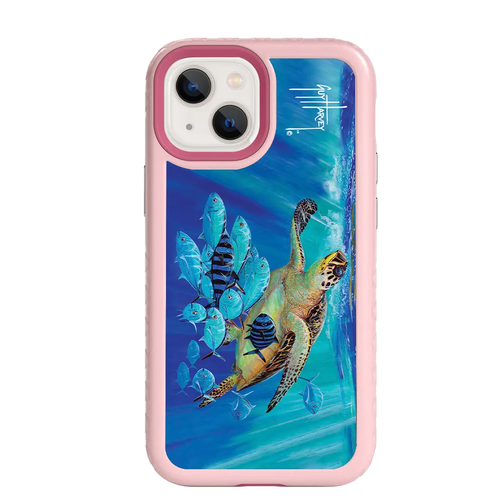 Guy Harvey Fortitude Series for Apple iPhone 13 Mini - Hawksbill Caravan - Custom Case - PinkMagnolia - cellhelmet