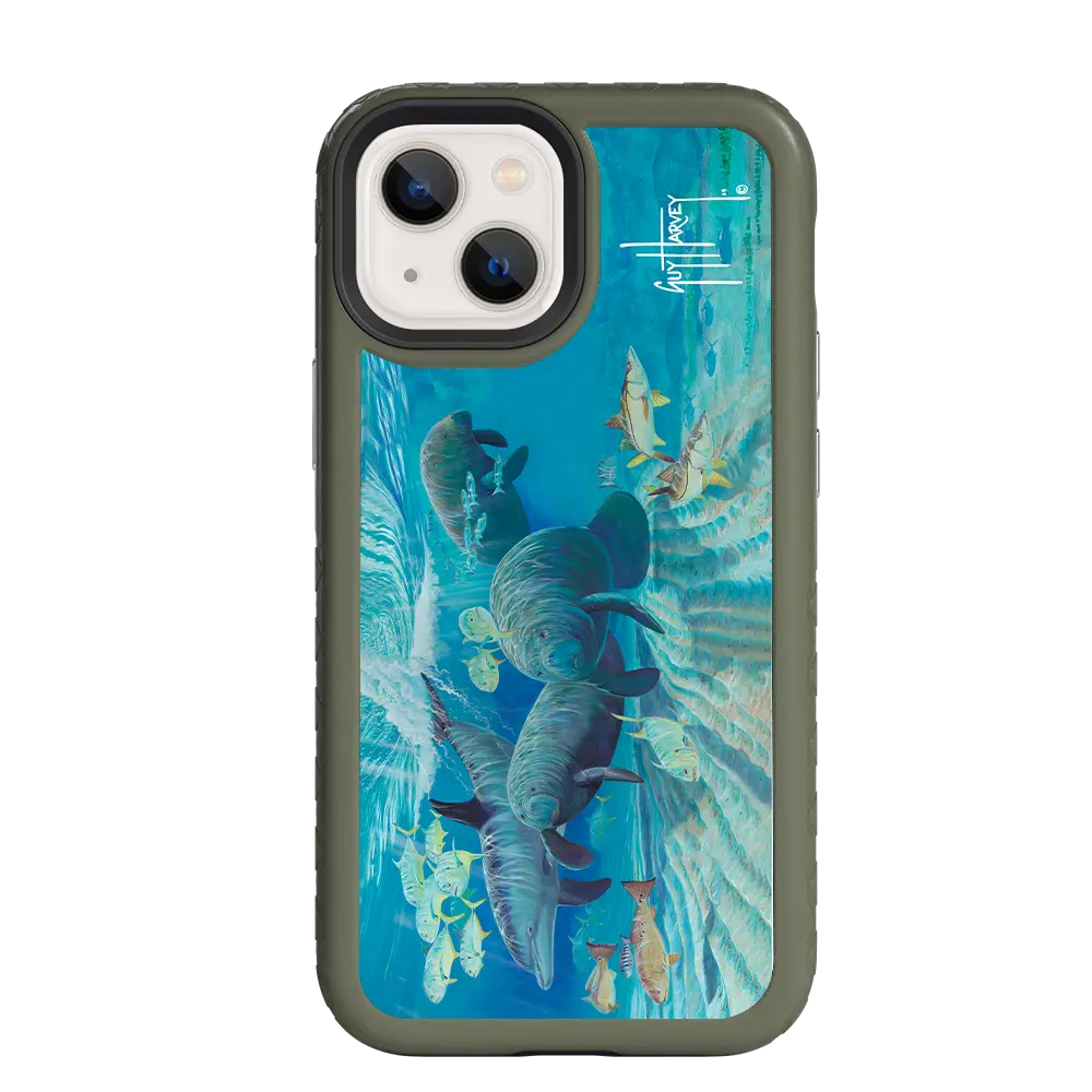 Guy Harvey Fortitude Series for Apple iPhone 13 Mini - Manatee Pass - Custom Case - OliveDrabGreen - cellhelmet