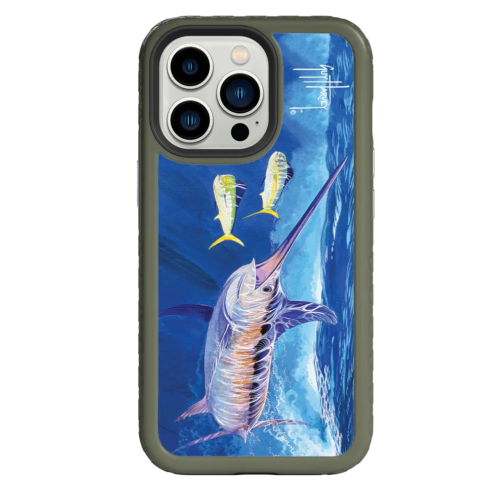 Guy Harvey Fortitude Series for Apple iPhone 13 Pro - Bullseye Sword - Custom Case - OliveDrabGreen - cellhelmet