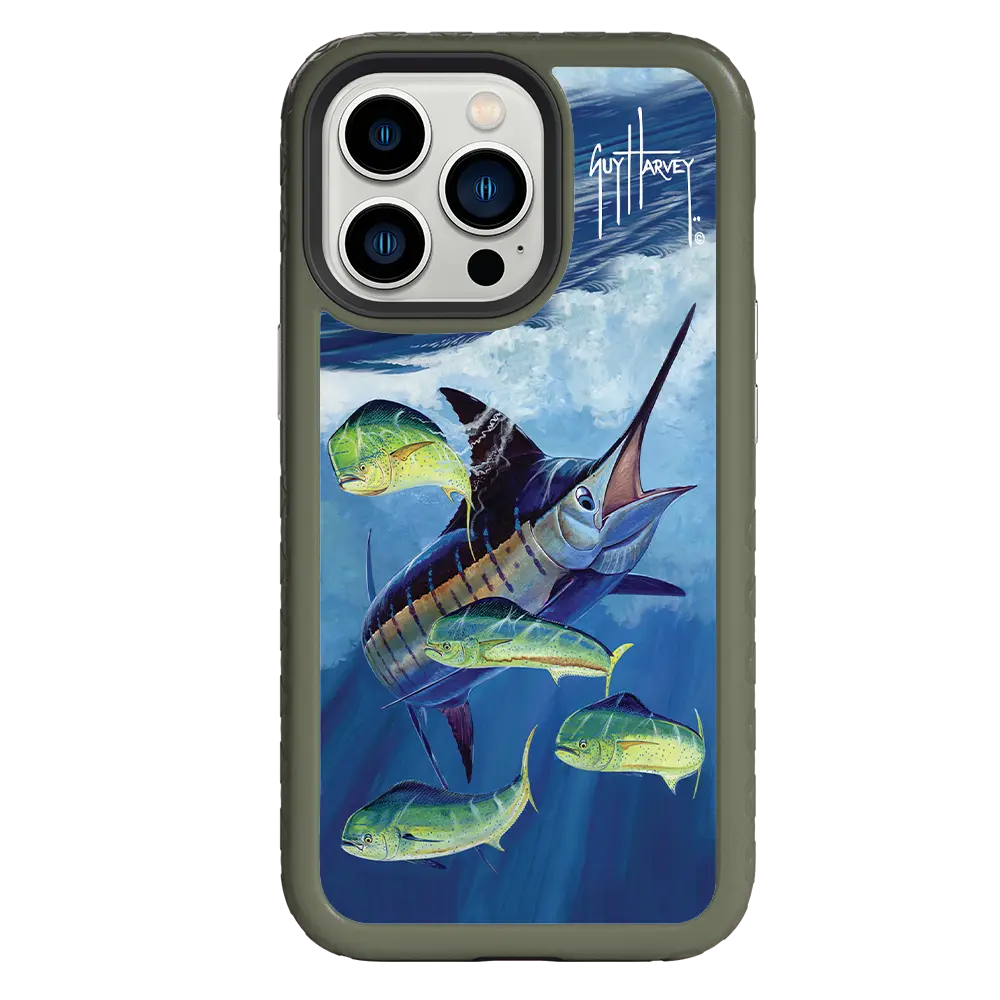 Guy Harvey Fortitude Series for Apple iPhone 13 Pro - Four Play - Custom Case - OliveDrabGreen - cellhelmet