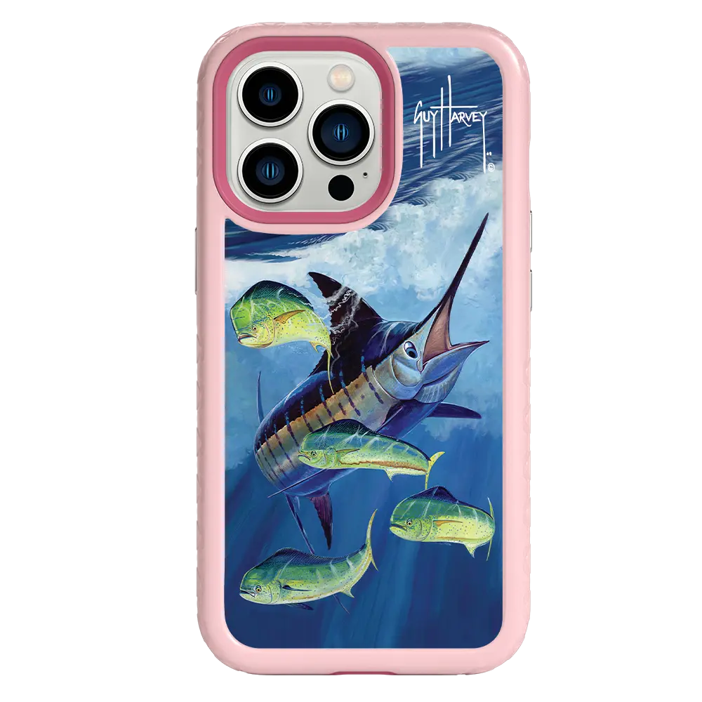 Guy Harvey Fortitude Series for Apple iPhone 13 Pro - Four Play - Custom Case - PinkMagnolia - cellhelmet