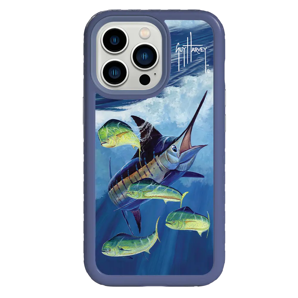 Guy Harvey Fortitude Series for Apple iPhone 13 Pro - Four Play - Custom Case - SlateBlue - cellhelmet