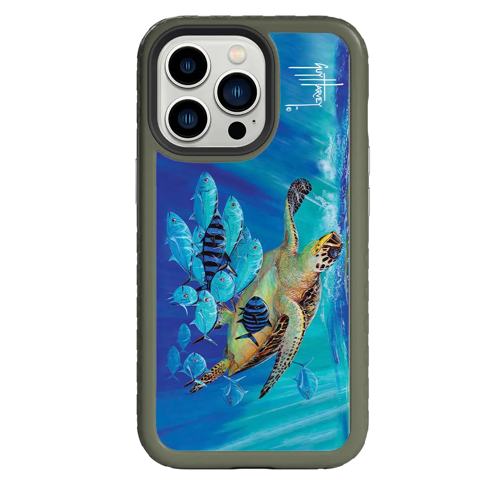 Guy Harvey Fortitude Series for Apple iPhone 13 Pro - Hawksbill Caravan - Custom Case - OliveDrabGreen - cellhelmet