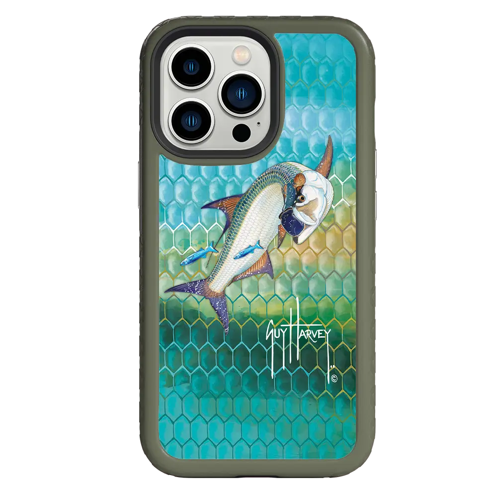 Guy Harvey Fortitude Series for Apple iPhone 13 Pro - Tarpon Skin - Custom Case - OliveDrabGreen - cellhelmet