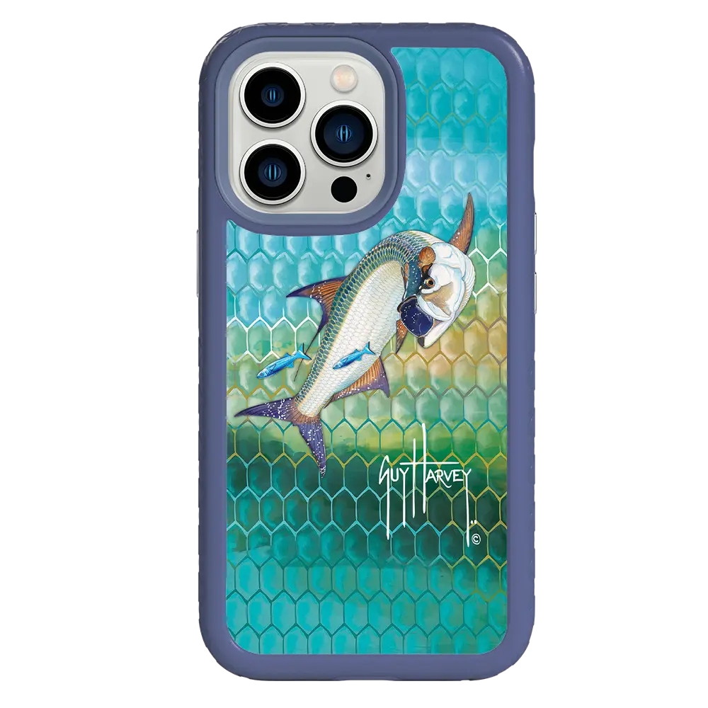 Guy Harvey Fortitude Series for Apple iPhone 13 Pro - Tarpon Skin - Custom Case - SlateBlue - cellhelmet