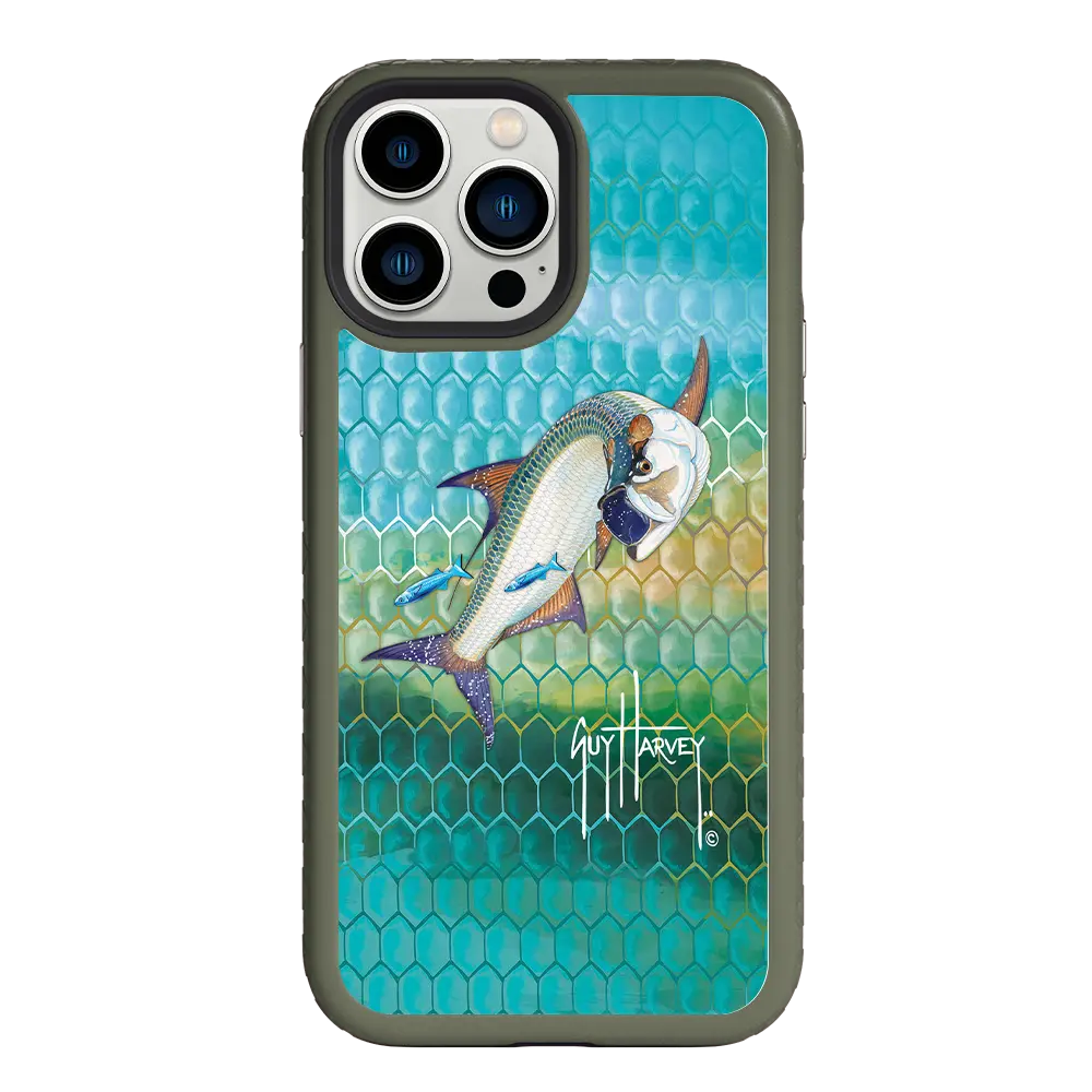 Guy Harvey Fortitude Series for Apple iPhone 13 Pro Max - Tarpon Skin - Custom Case - OliveDrabGreen - cellhelmet