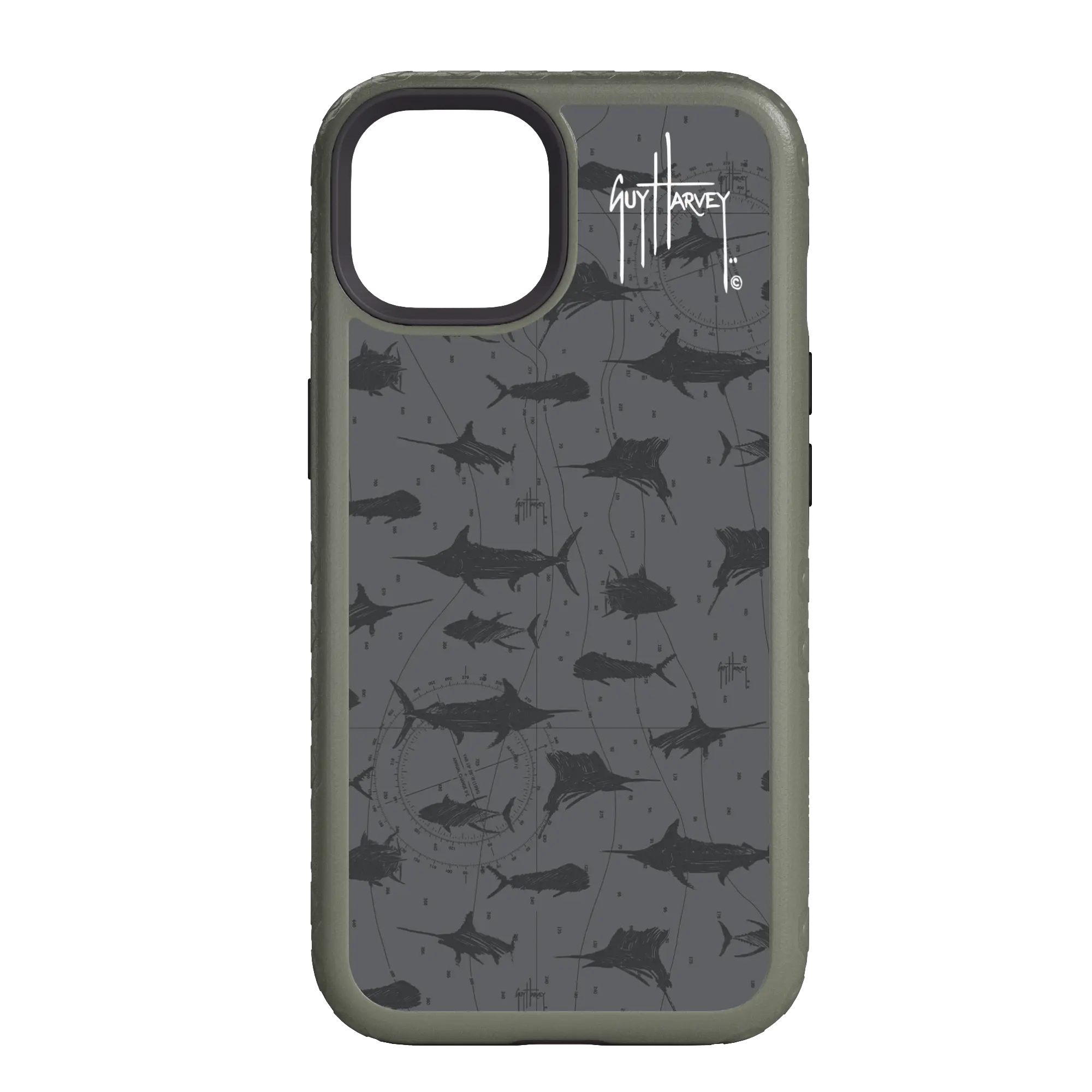 Guy Harvey Fortitude Series for Apple iPhone 14 - Black Scribbler - Custom Case - OliveDrabGreen - cellhelmet