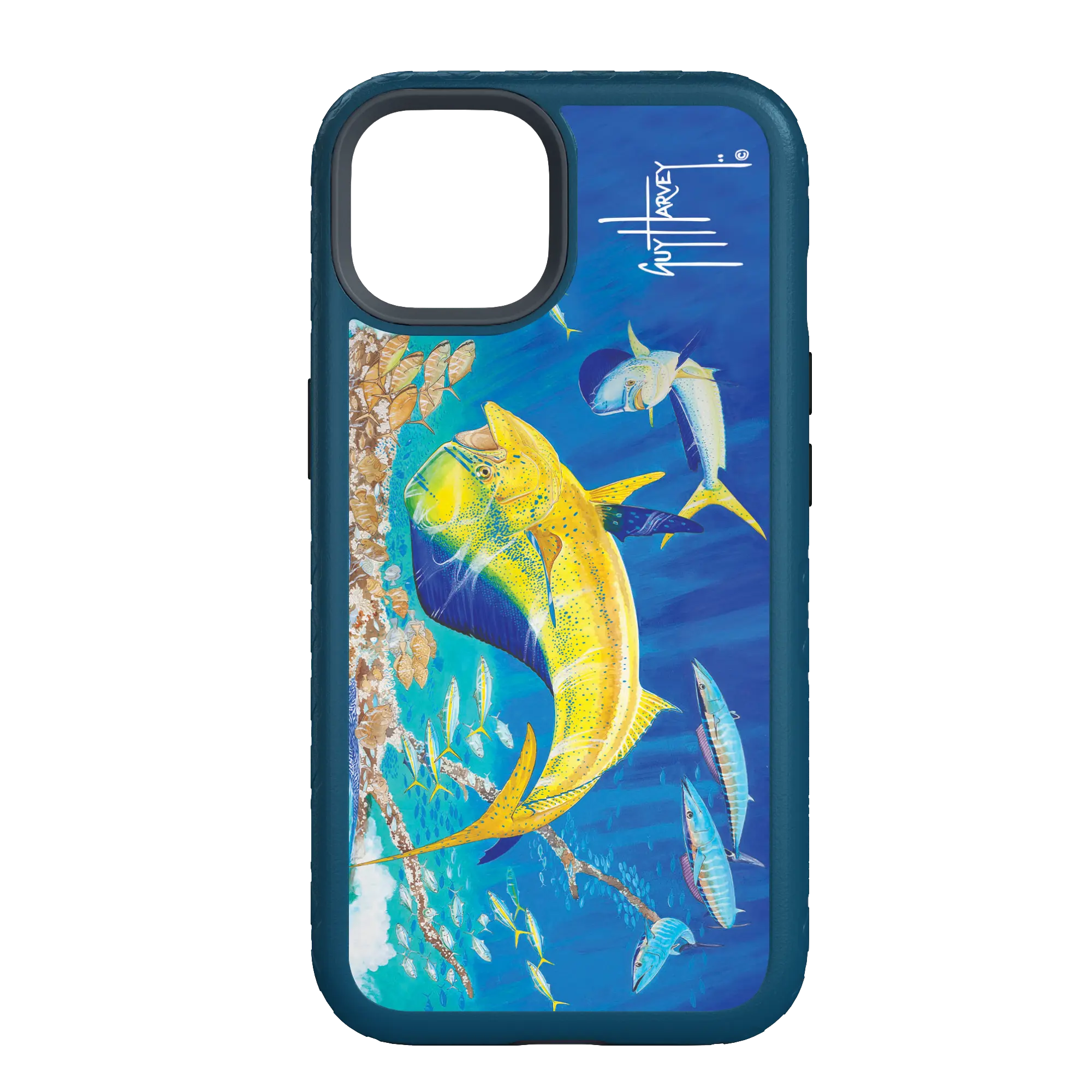 Guy Harvey Fortitude Series for Apple iPhone 14 - Dolphin Oasis - Custom Case - DeepSeaBlue - cellhelmet