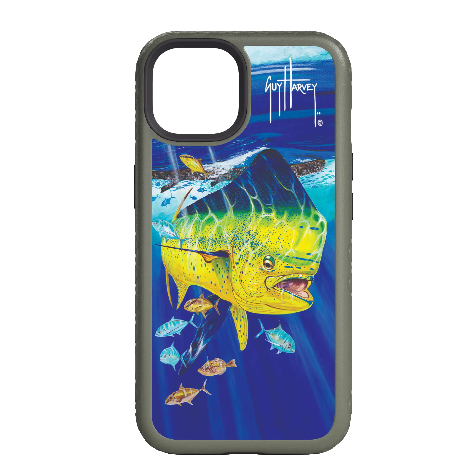 Guy Harvey Fortitude Series for Apple iPhone 14 - Golden Prize - Custom Case - OliveDrabGreen - cellhelmet