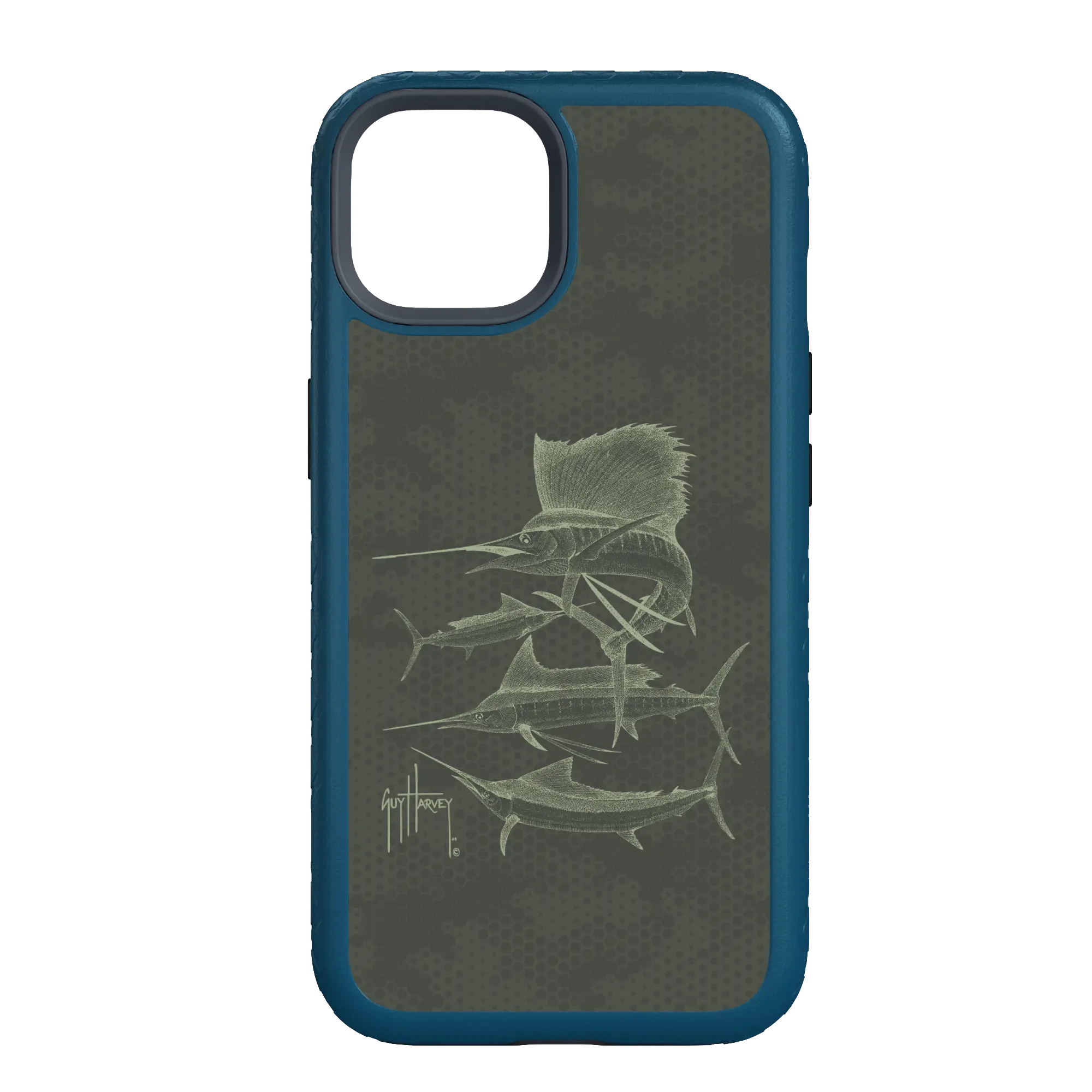 Guy Harvey Fortitude Series for Apple iPhone 14 - Green Camo - Custom Case - DeepSeaBlue - cellhelmet