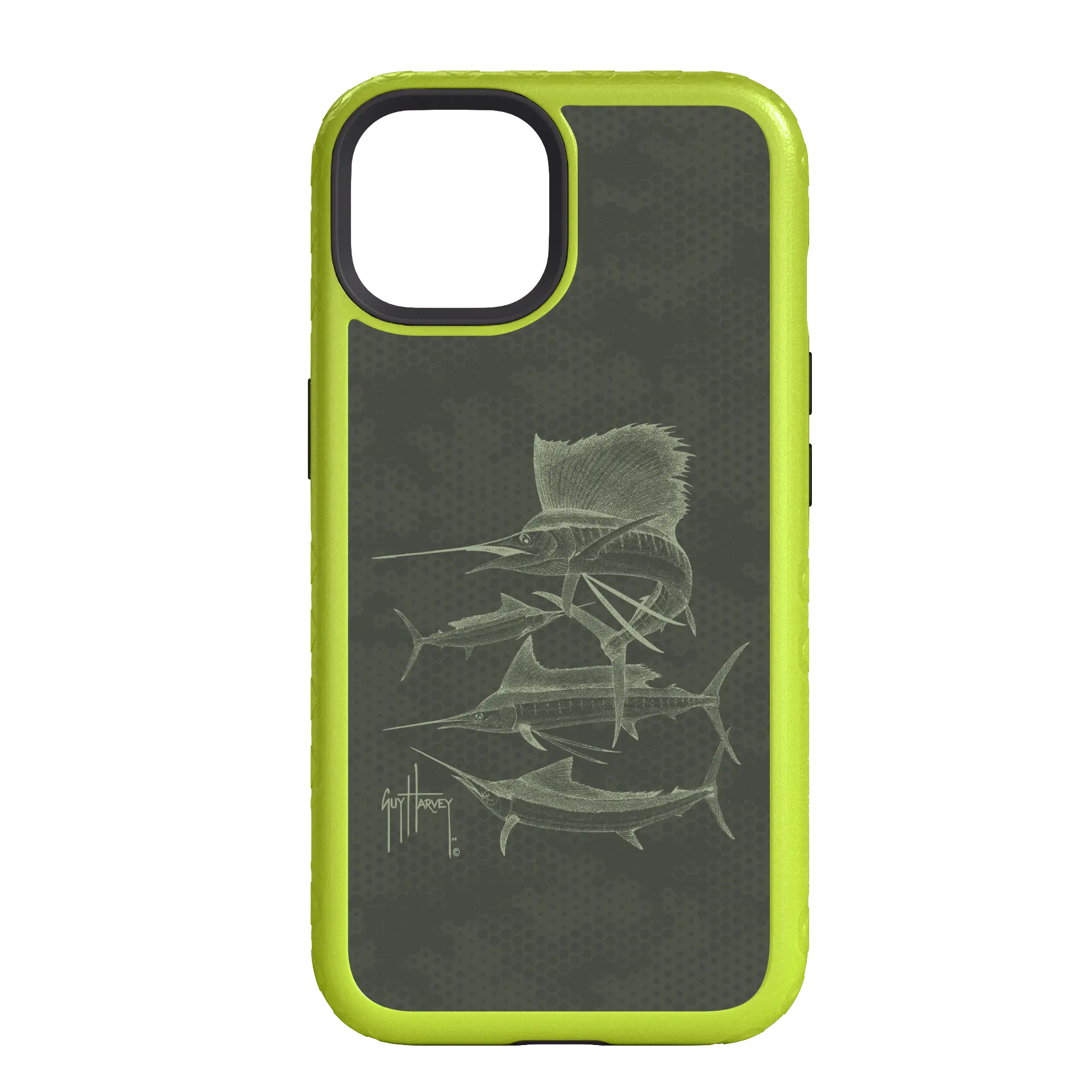 Guy Harvey Fortitude Series for Apple iPhone 14 - Green Camo - Custom Case - ElectricLime - cellhelmet