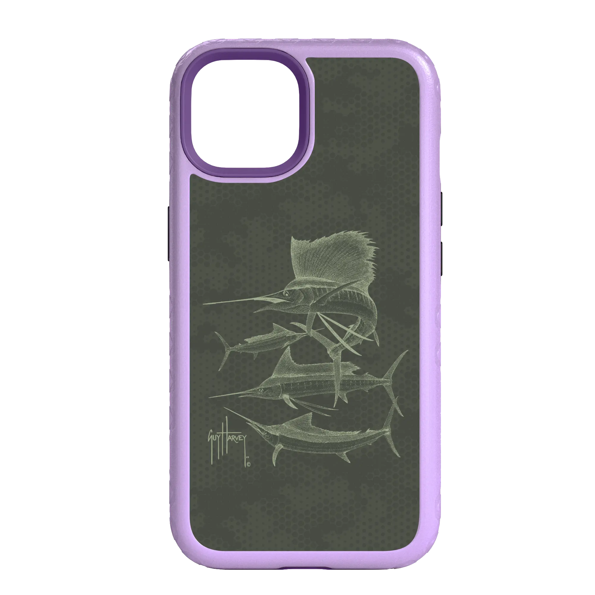 Guy Harvey Fortitude Series for Apple iPhone 14 - Green Camo - Custom Case - LilacBlossomPurple - cellhelmet