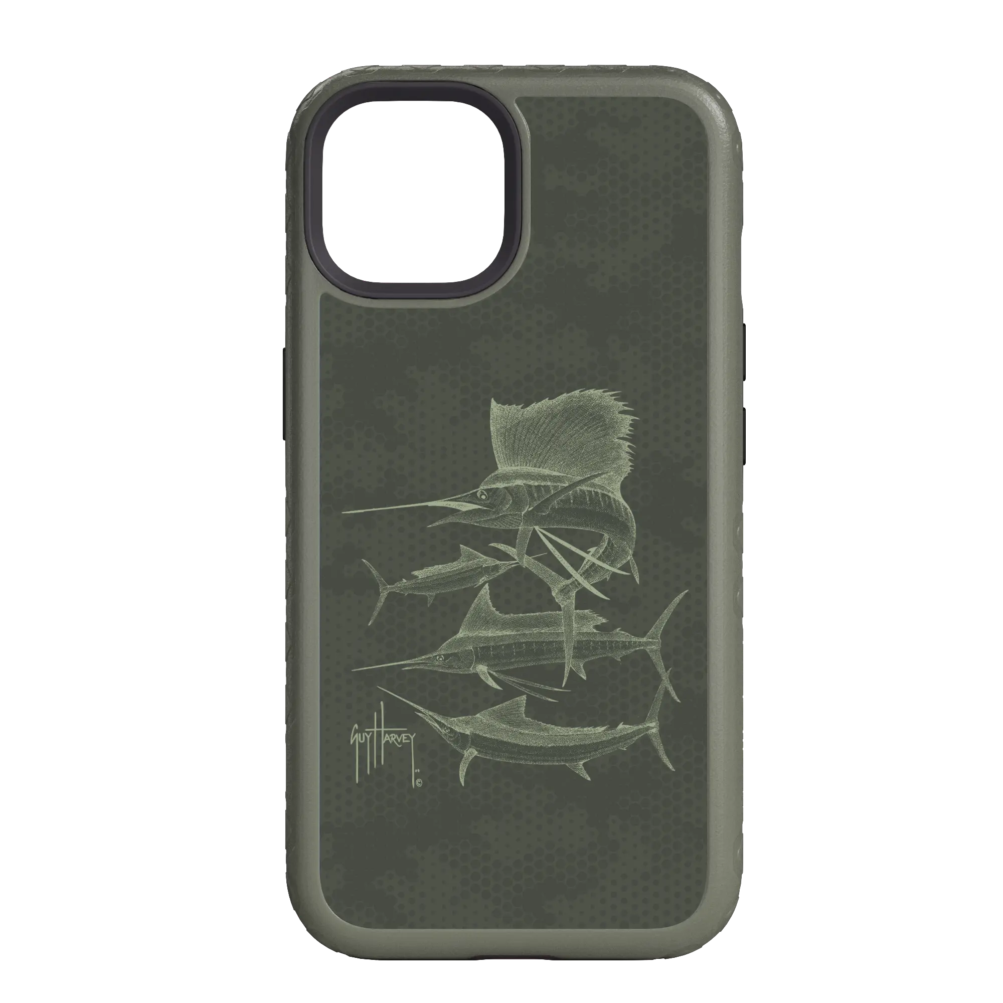 Guy Harvey Fortitude Series for Apple iPhone 14 - Green Camo - Custom Case - OliveDrabGreen - cellhelmet