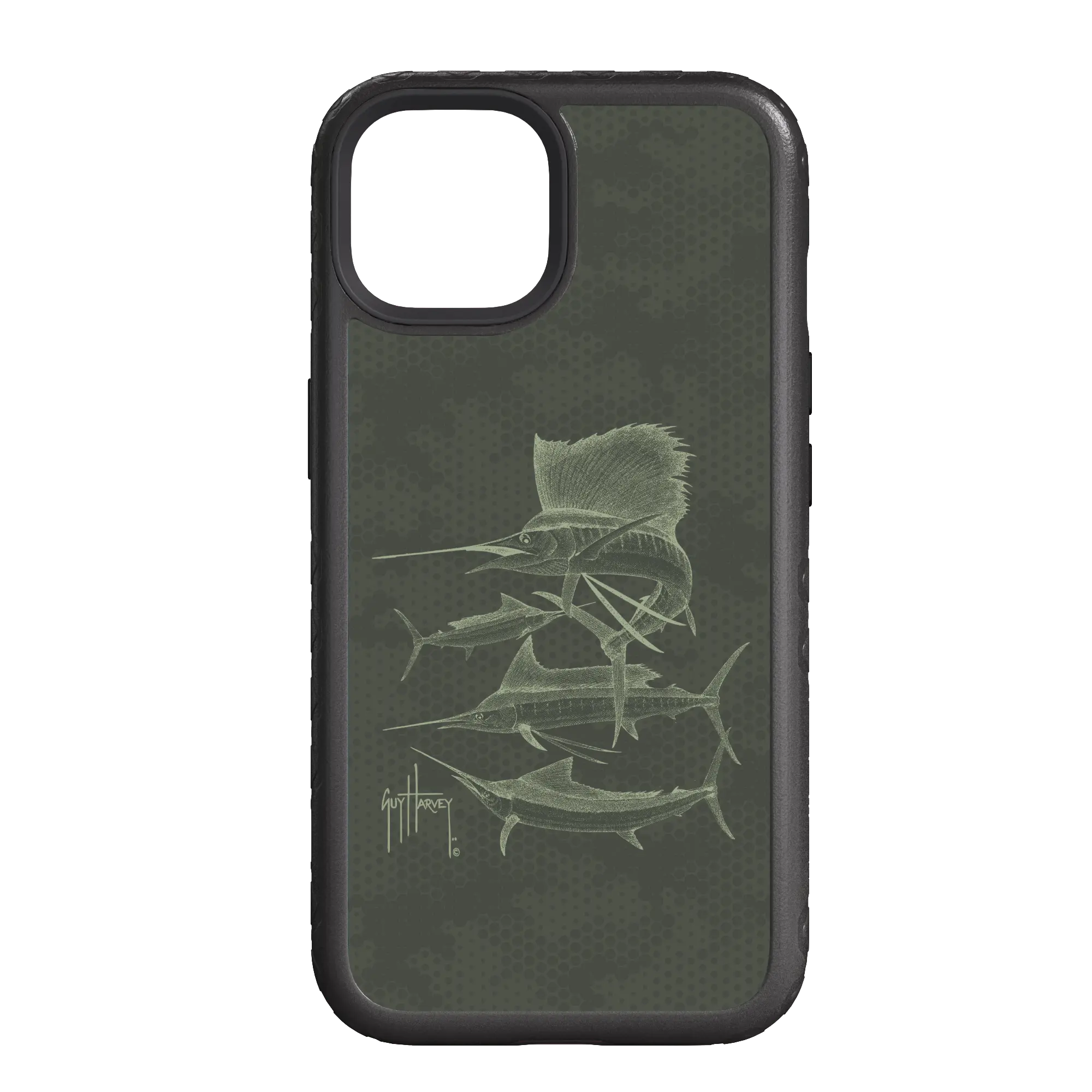 Guy Harvey Fortitude Series for Apple iPhone 14 - Green Camo - Custom Case - OnyxBlack - cellhelmet