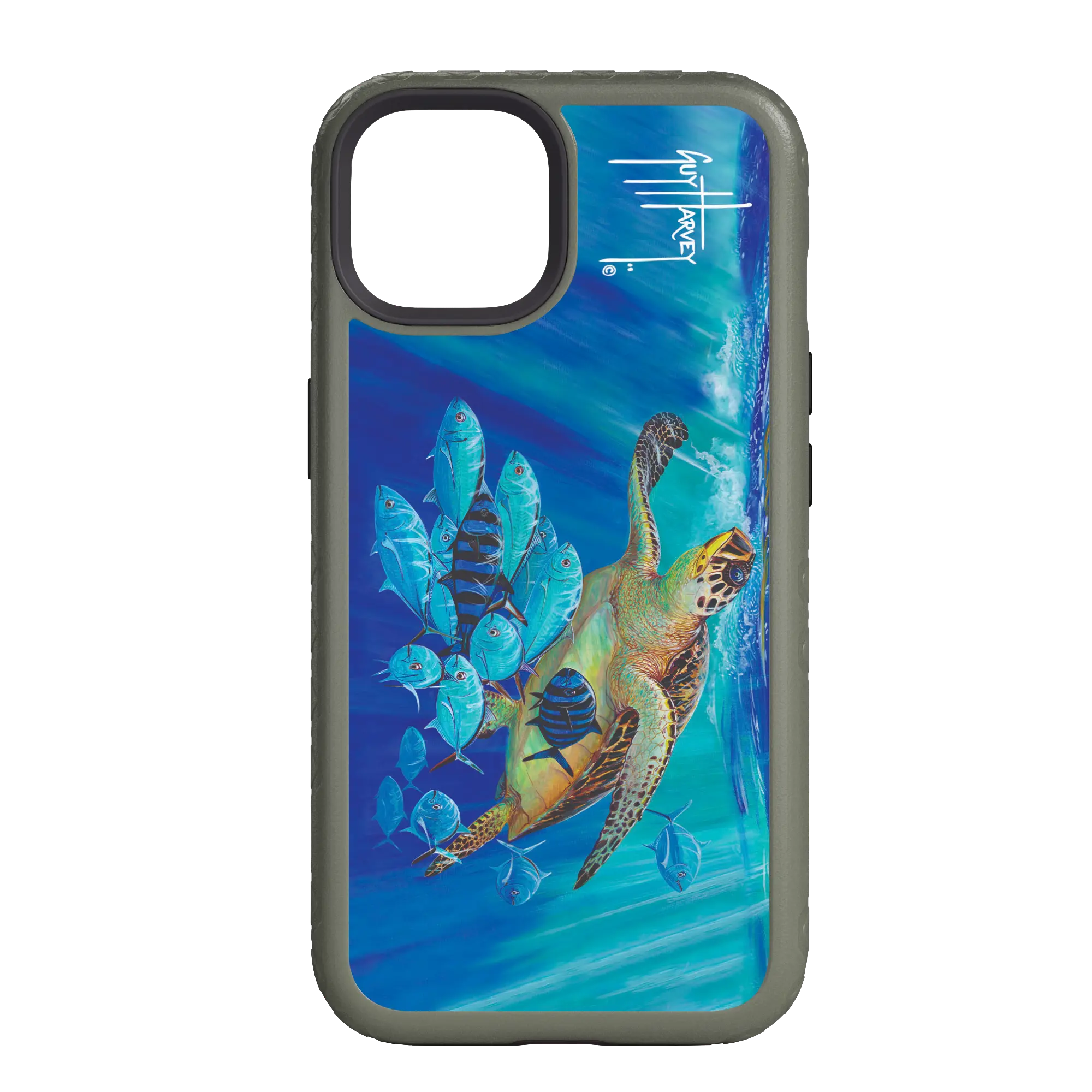 Guy Harvey Fortitude Series for Apple iPhone 14 - Hawksbill Caravan - Custom Case - OliveDrabGreen - cellhelmet