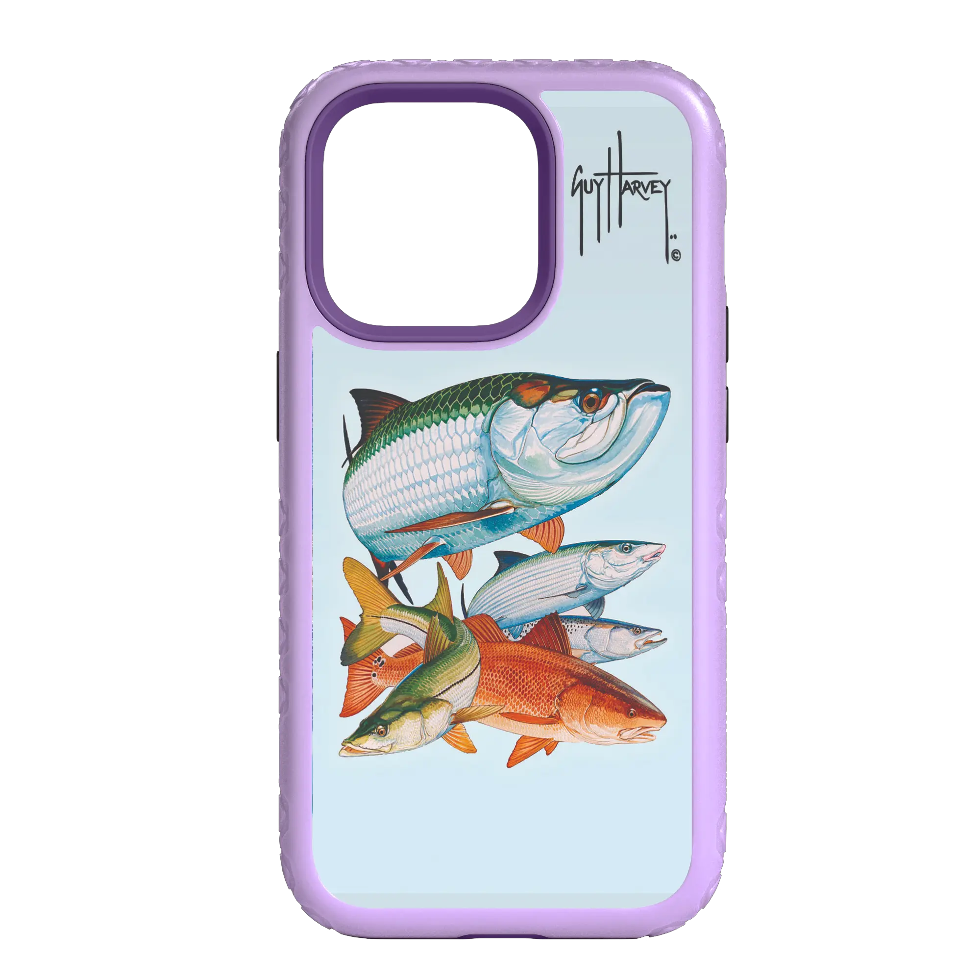 Guy Harvey Fortitude Series for Apple iPhone 14 - Inshore Collage - Custom Case - LilacBlossomPurple - cellhelmet