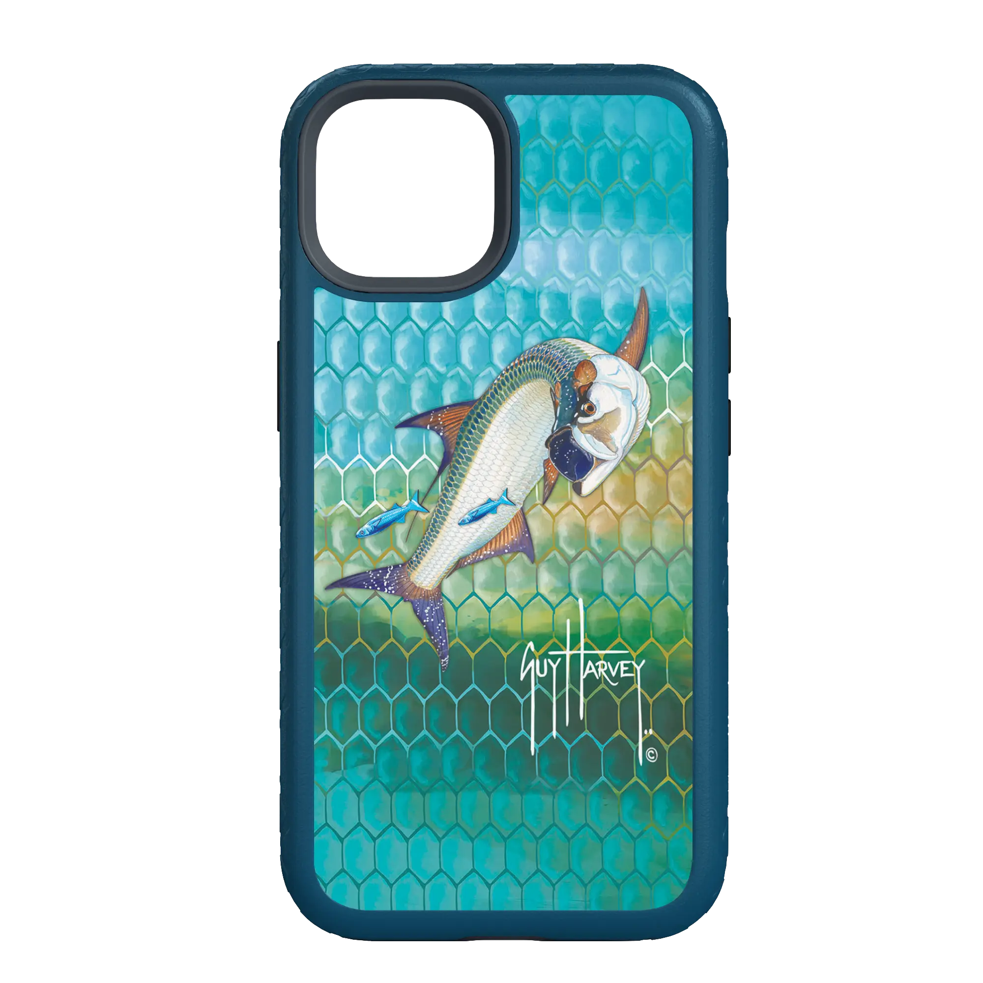 Guy Harvey Fortitude Series for Apple iPhone 14 - Tarpon Skin - Custom Case - DeepSeaBlue - cellhelmet