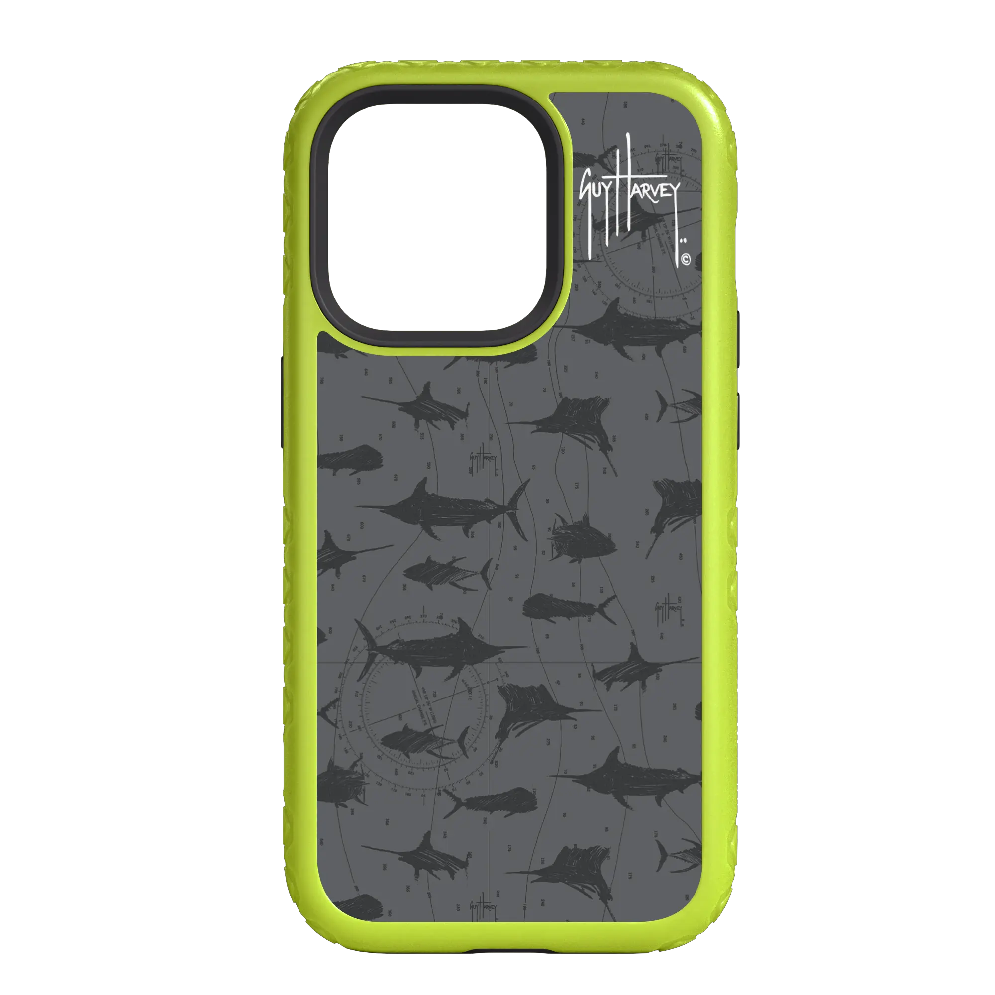 Guy Harvey Fortitude Series for Apple iPhone 14 Plus - Black Scribbler - Custom Case - ElectricLime - cellhelmet