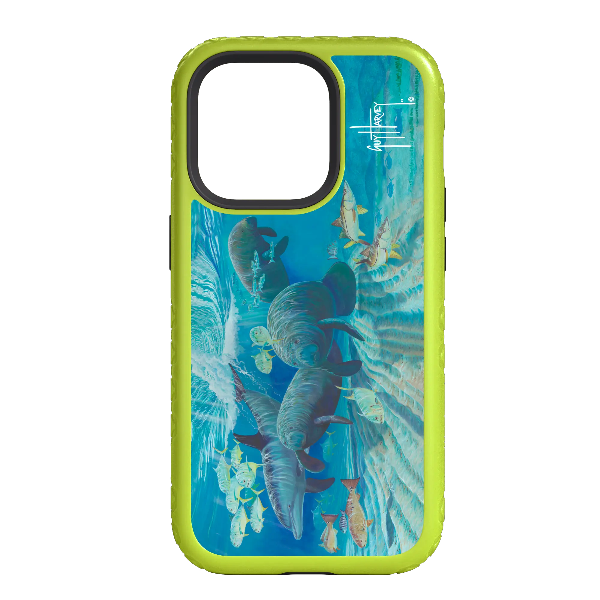 Guy Harvey Fortitude Series for Apple iPhone 14 Plus - Manatee Pass - Custom Case - ElectricLime - cellhelmet