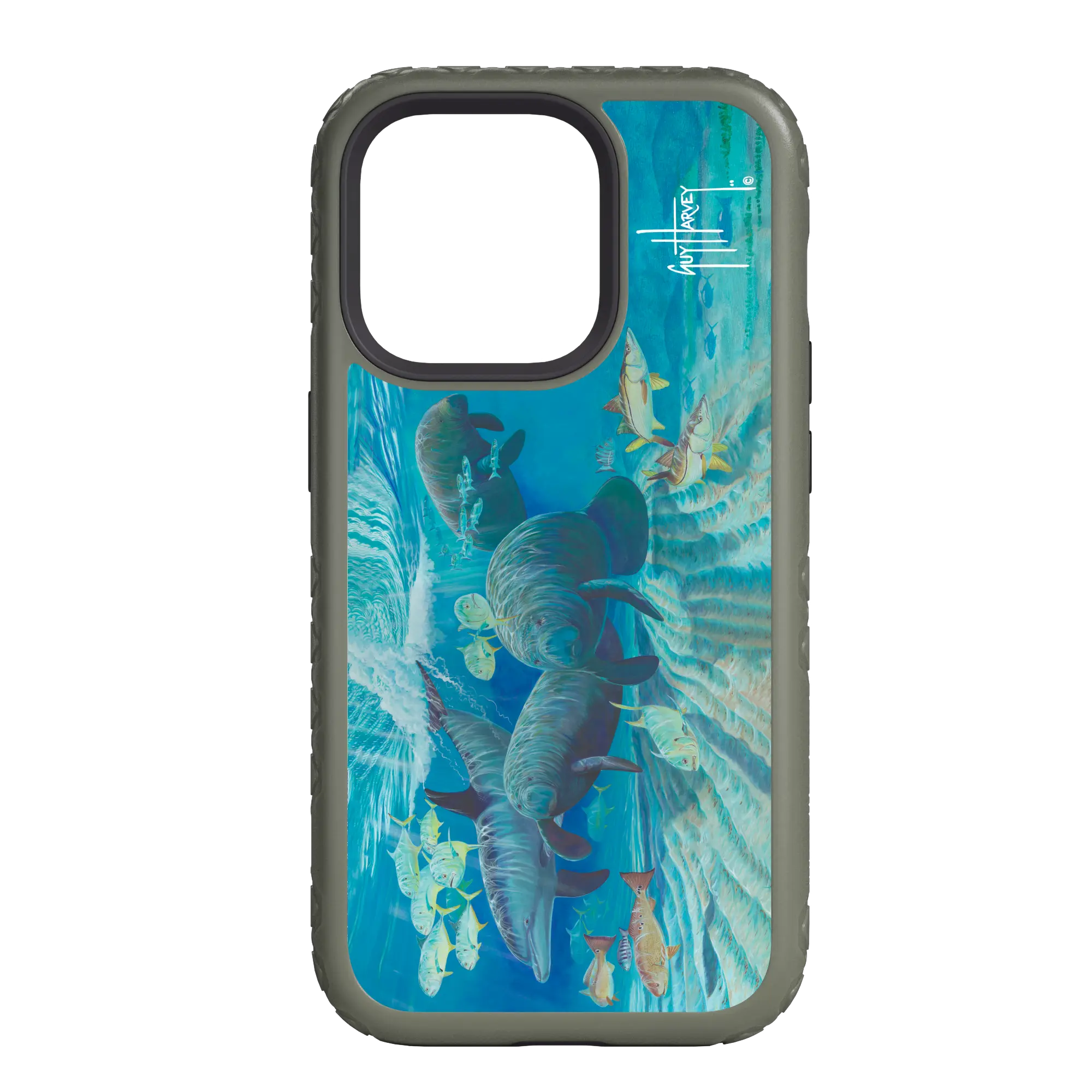 Guy Harvey Fortitude Series for Apple iPhone 14 Plus - Manatee Pass - Custom Case - OliveDrabGreen - cellhelmet