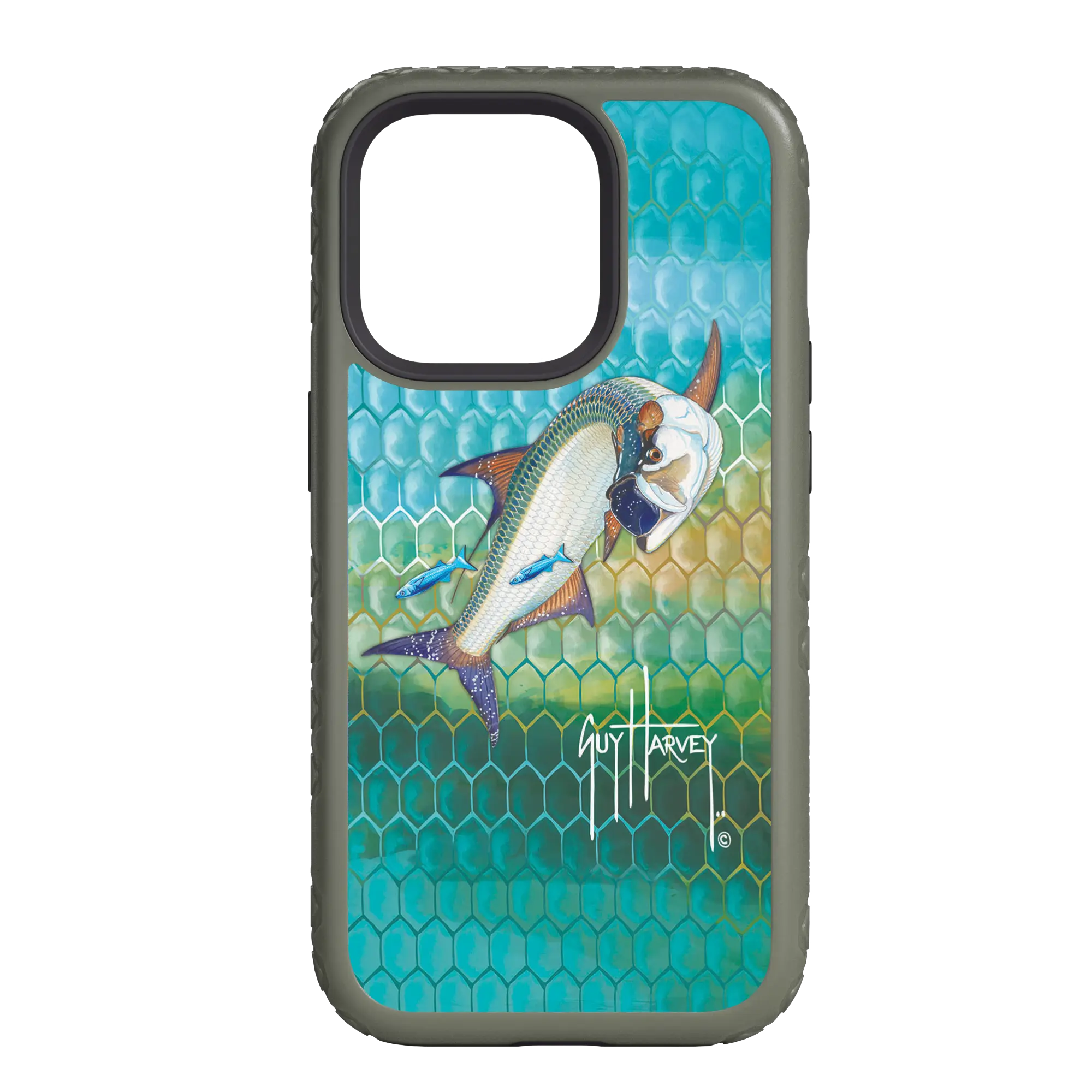 Guy Harvey Fortitude Series for Apple iPhone 14 Plus - Tarpon Skin - Custom Case - OliveDrabGreen - cellhelmet