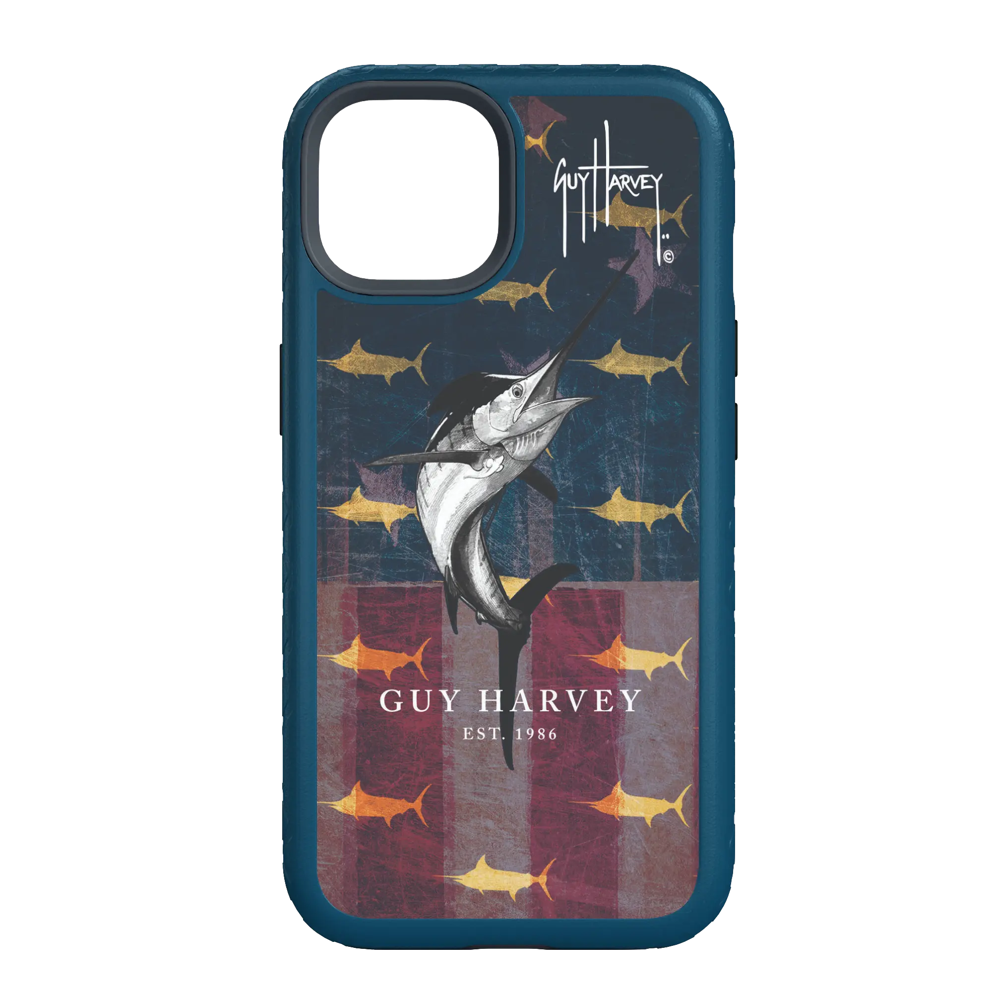 Guy Harvey Fortitude Series for Apple iPhone 14 Pro - Black Scribbler - Custom Case - DeepSeaBlue - cellhelmet